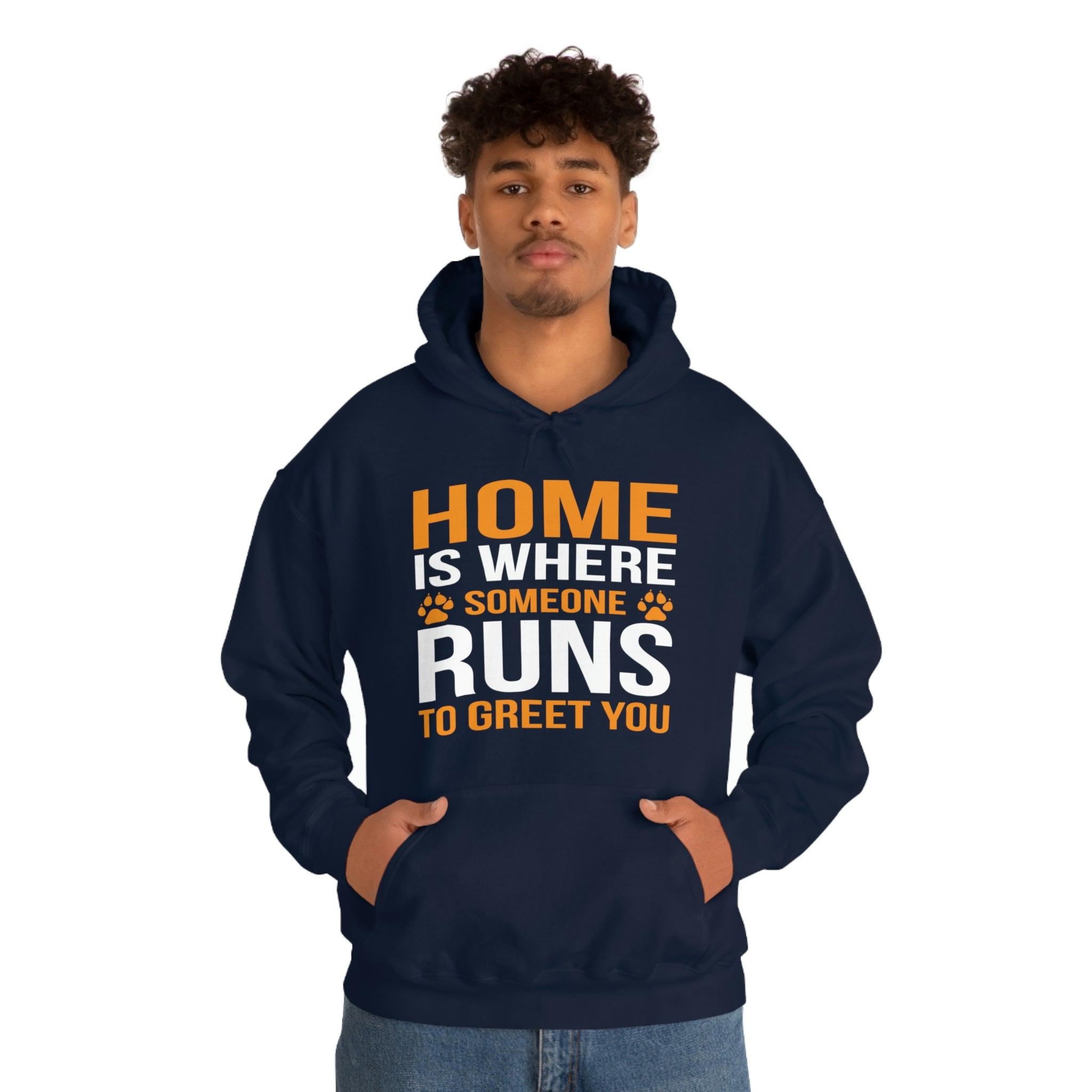 Home Is Where Someone Runs To Greet You - Unisex Heavy Blend™ Hooded Sweatshirt