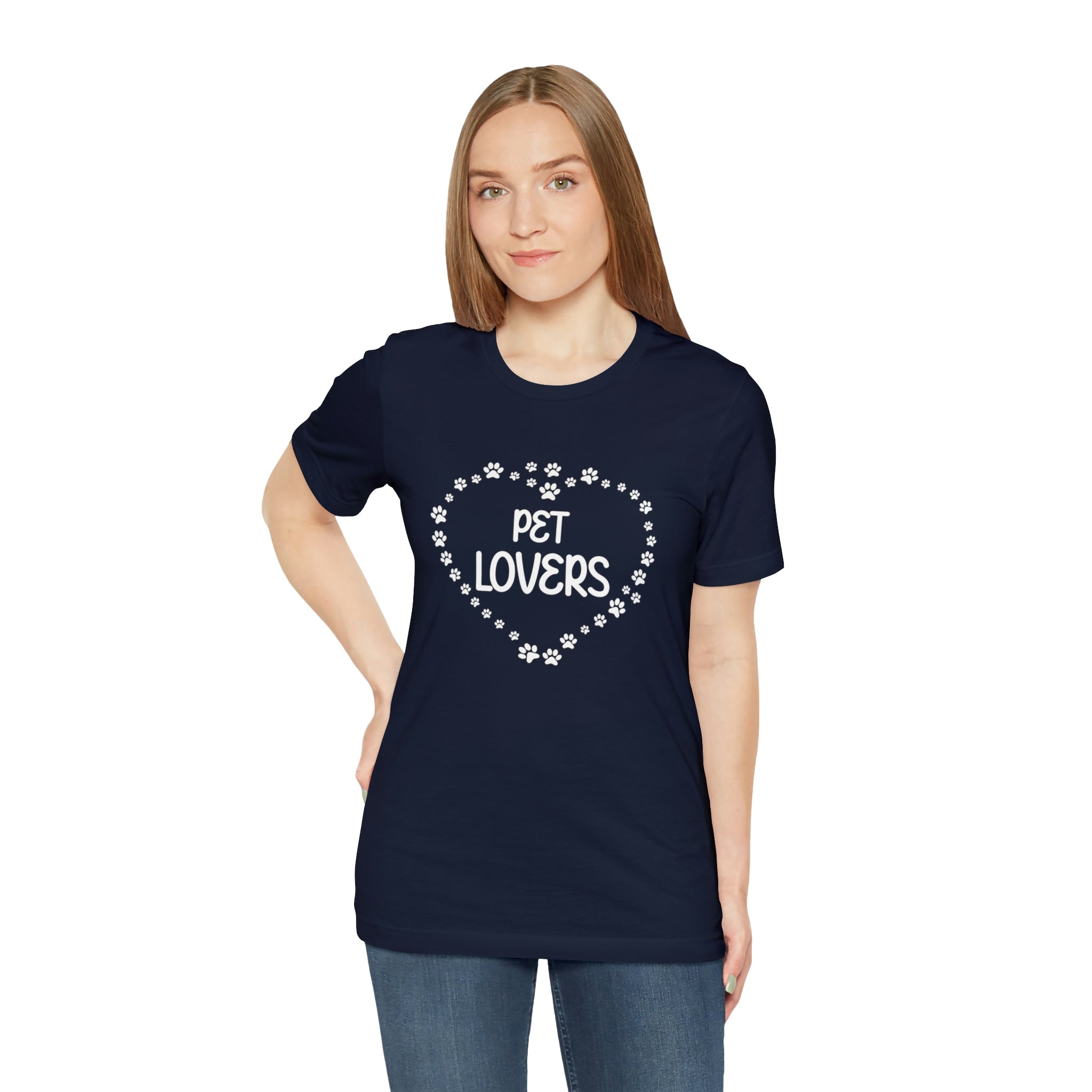 Pet Lovers With Paw Heart - Unisex Jersey Short Sleeve Tee