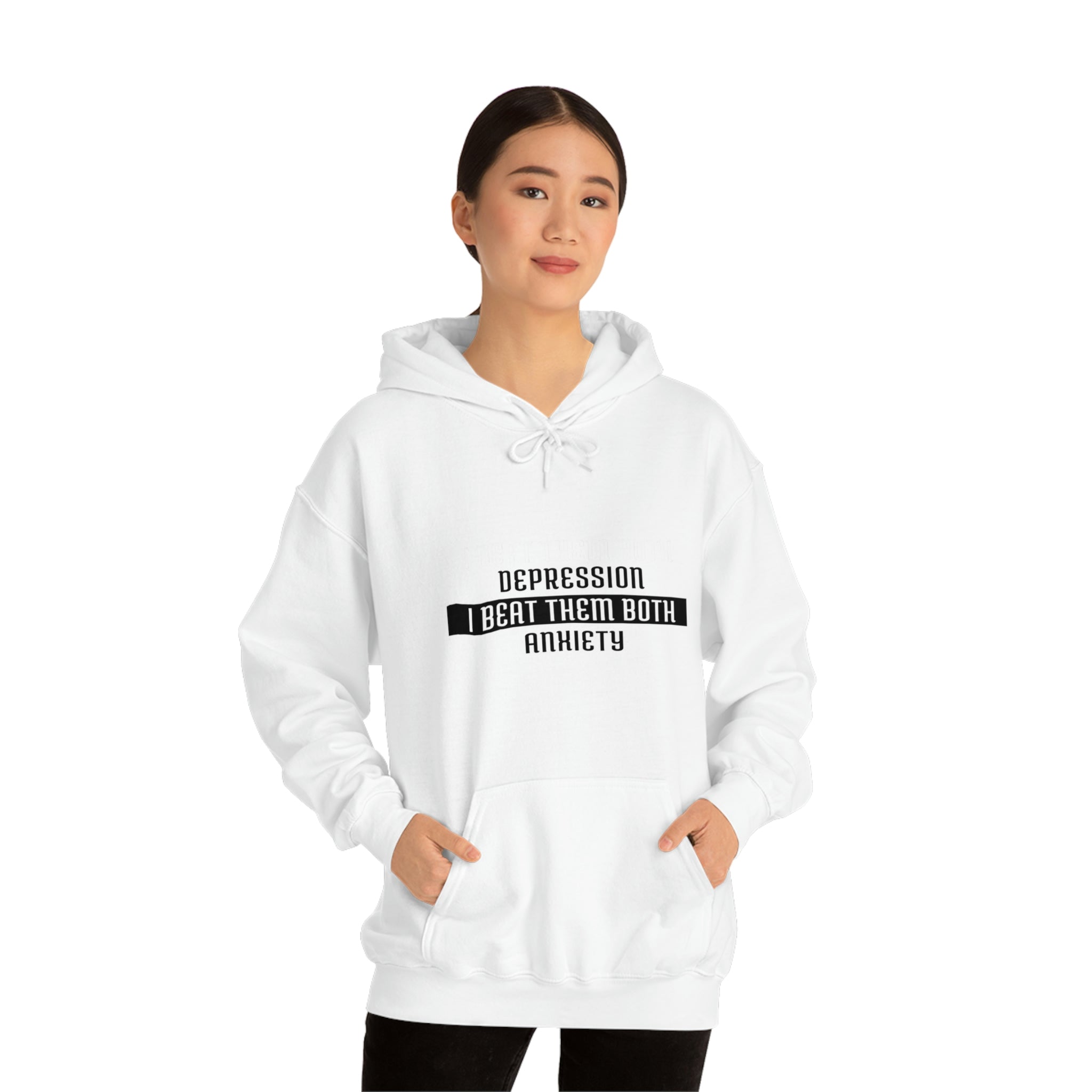 Depression & Anxiety I Beat Them Both - Unisex Heavy Blend™ Hooded Sweatshirt