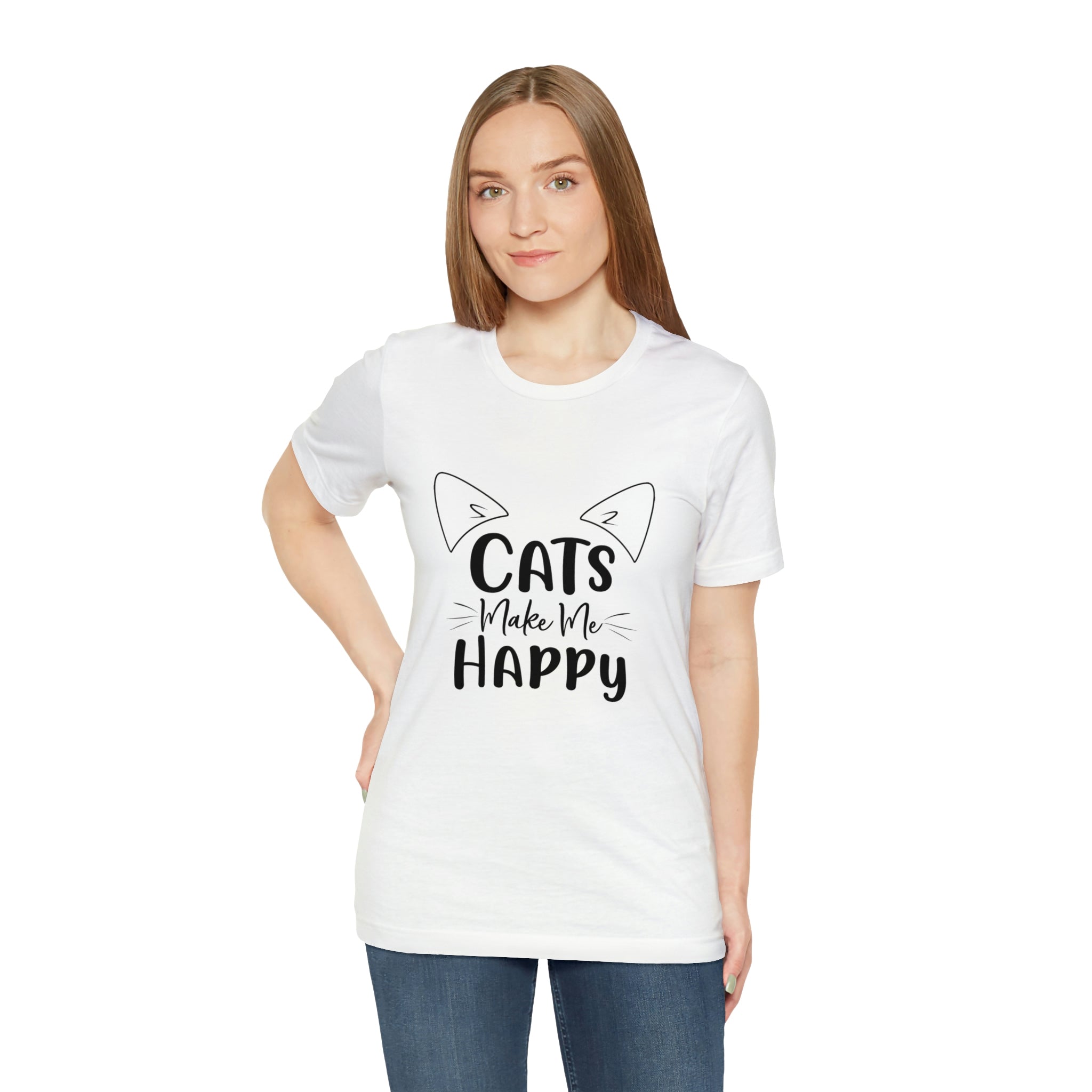 Cats Make Me Happy - Unisex Jersey Short Sleeve Tee