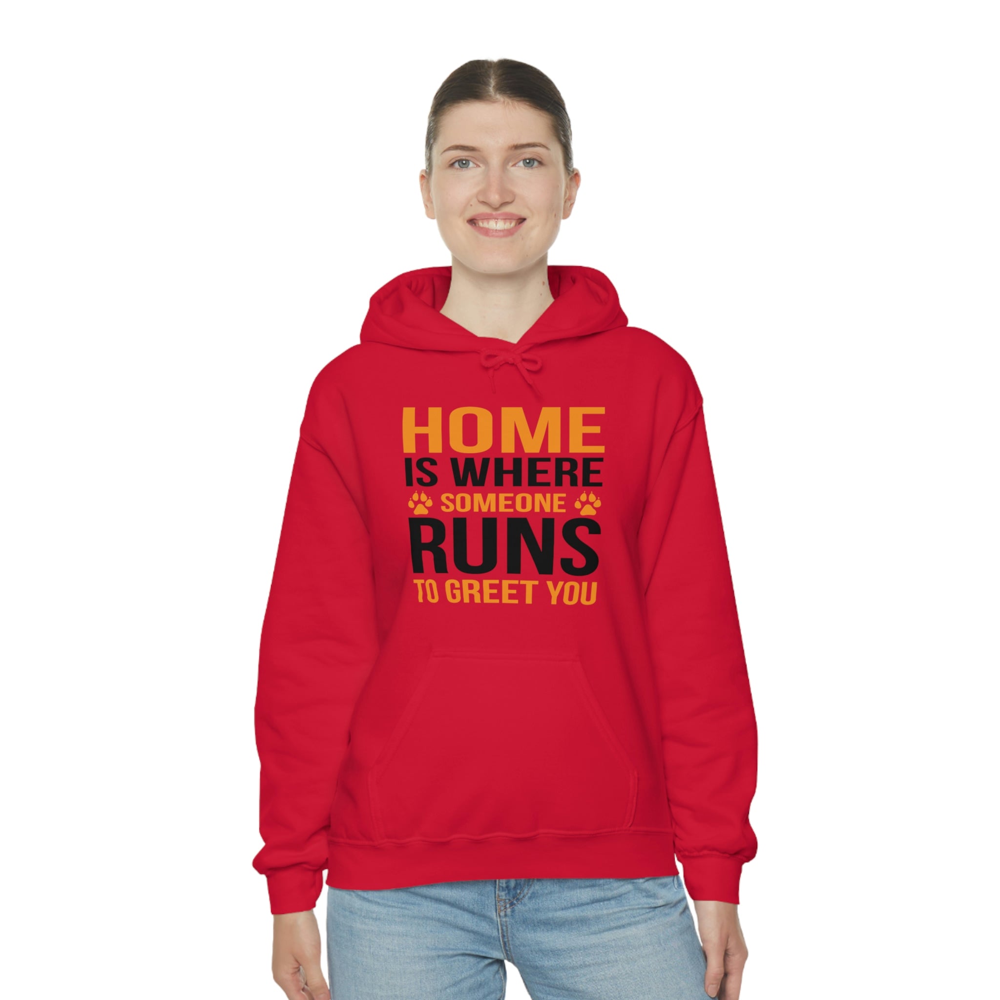 Home Is Where Someone Runs To Greet You - Unisex Heavy Blend™ Hooded Sweatshirt
