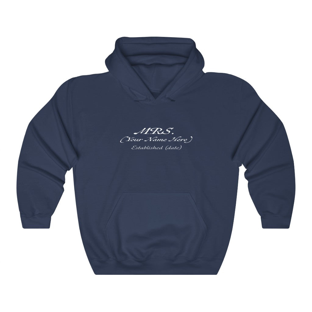Mrs. Established Wedding Date & Name Customizable - Unisex Heavy Blend™ Hooded Sweatshirt