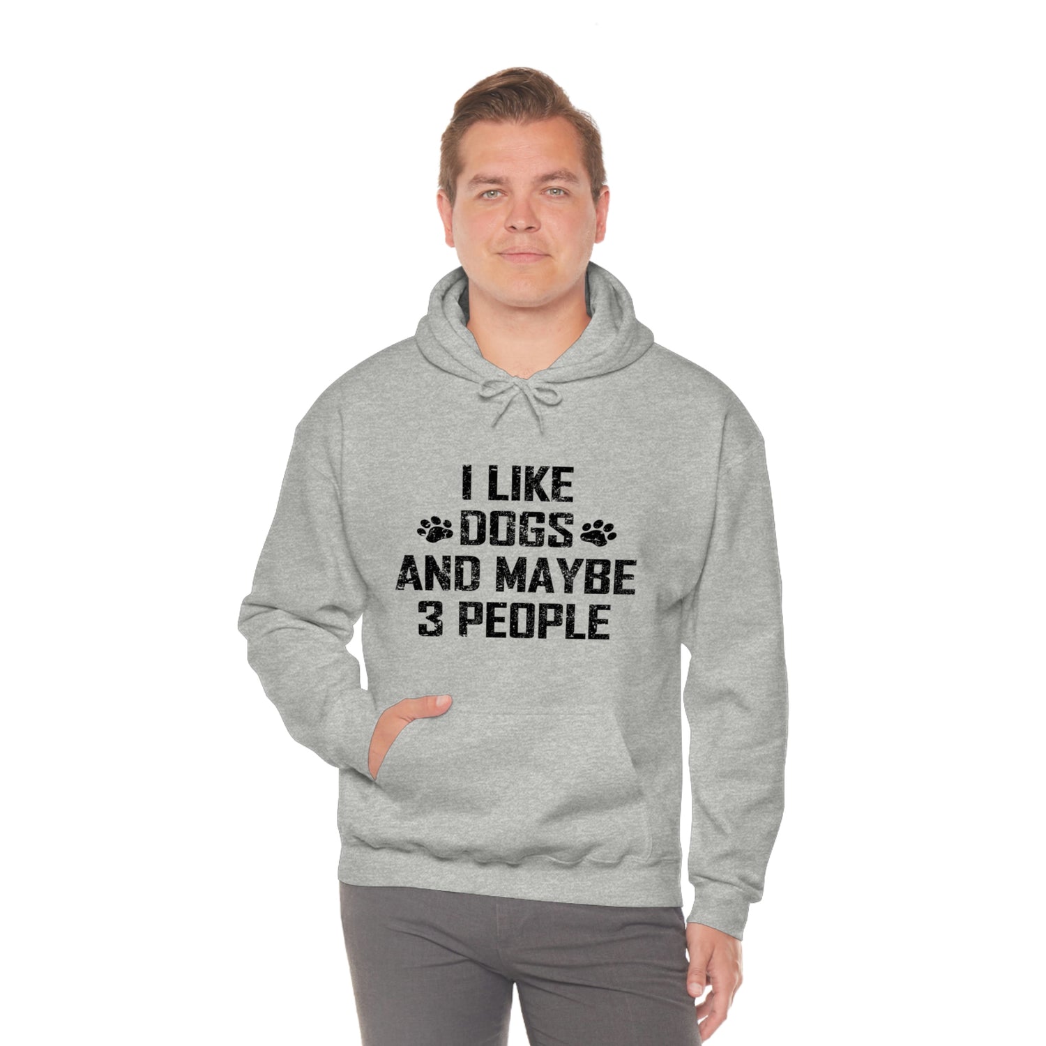 I Like Dogs & Maybe 3 People - Unisex Heavy Blend™ Hooded Sweatshirt