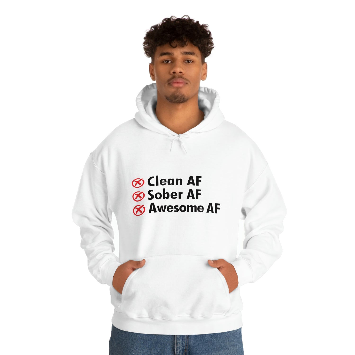 Clean AF Sober AF Awesome AF - Unisex Heavy Blend™ Hooded Sweatshirt