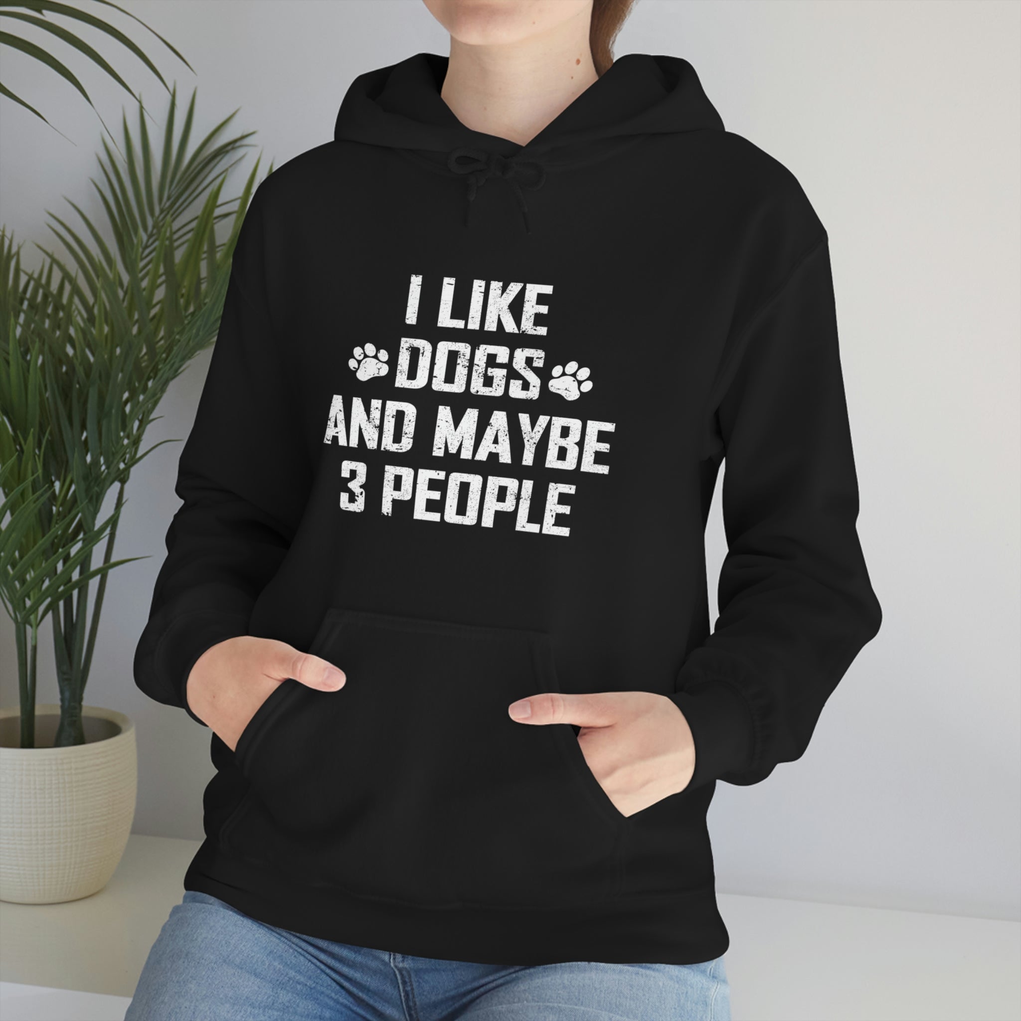 I Like Dogs & Maybe 3 People - Unisex Heavy Blend™ Hooded Sweatshirt
