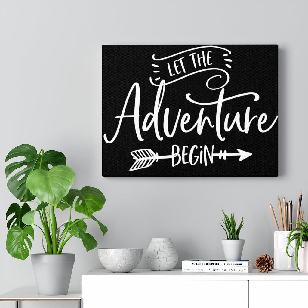 Let The Adventure Begin - Black Canvas Print