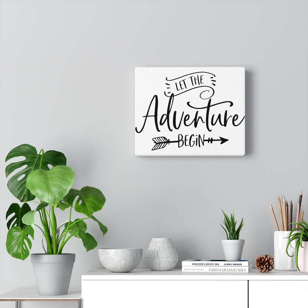 Let The Adventure Begin - White Canvas Print