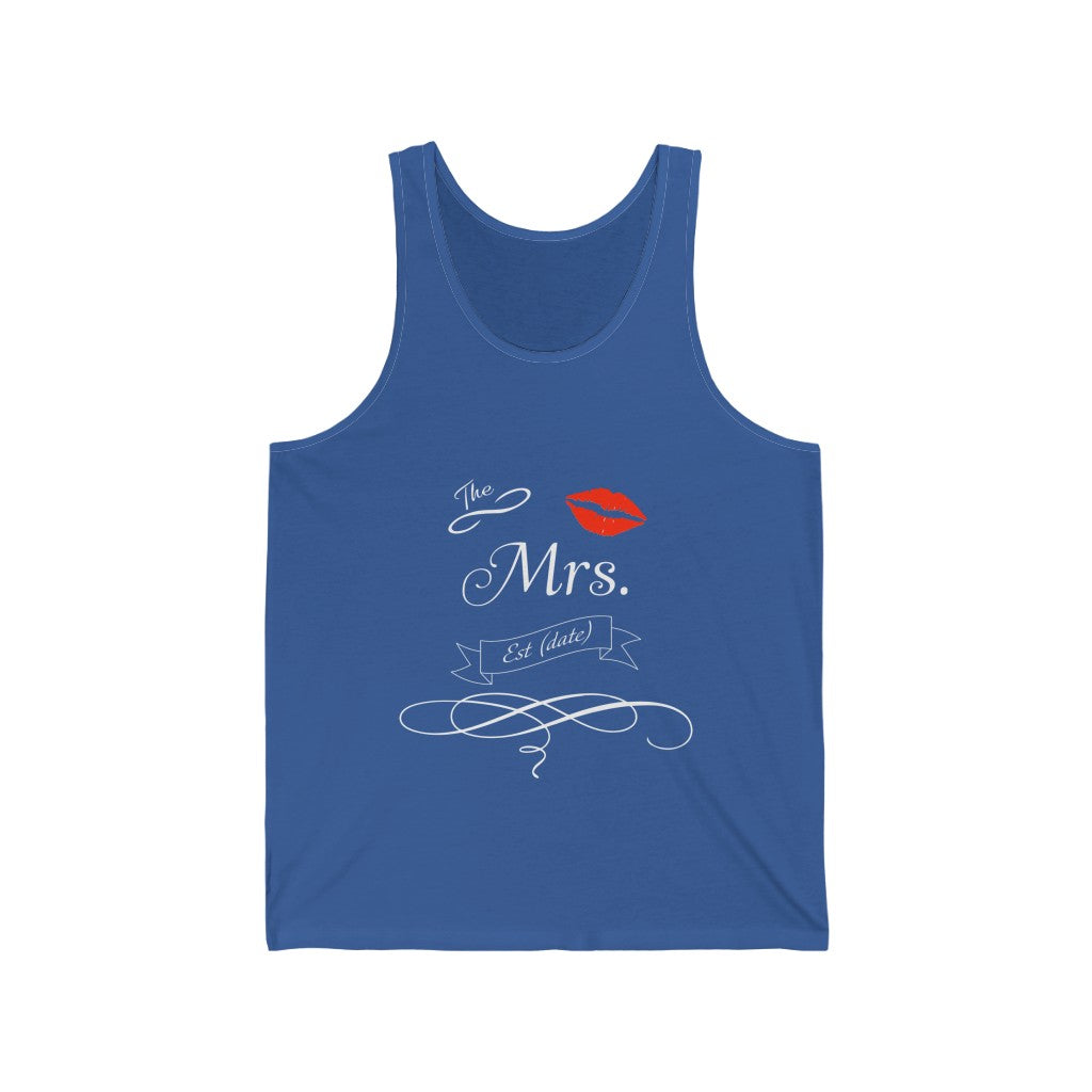 The Mrs. Established Wedding Date Customizable - Unisex Jersey Tank Top