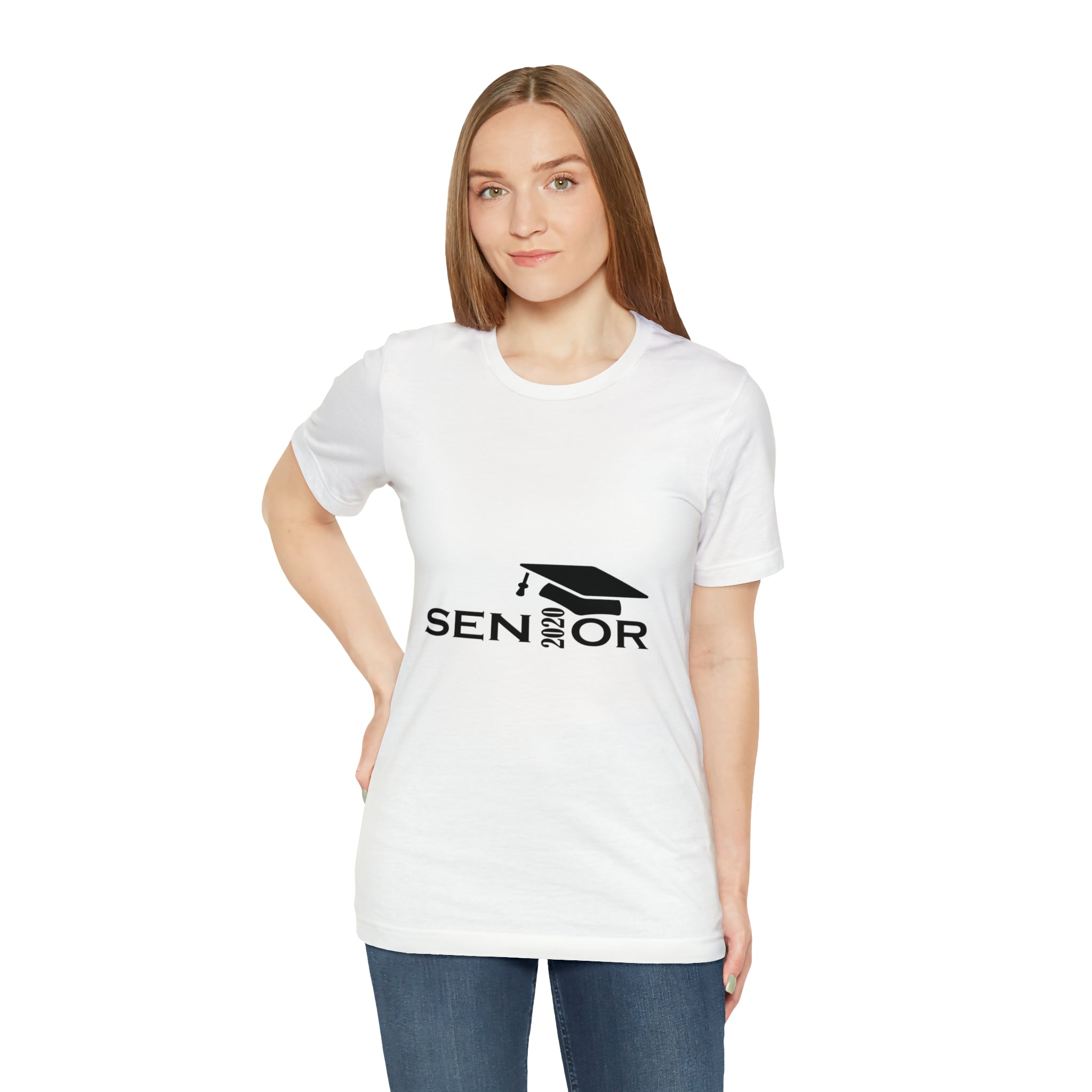 Senior Cap With Class Year Customizable - Unisex Jersey Short Sleeve Tee