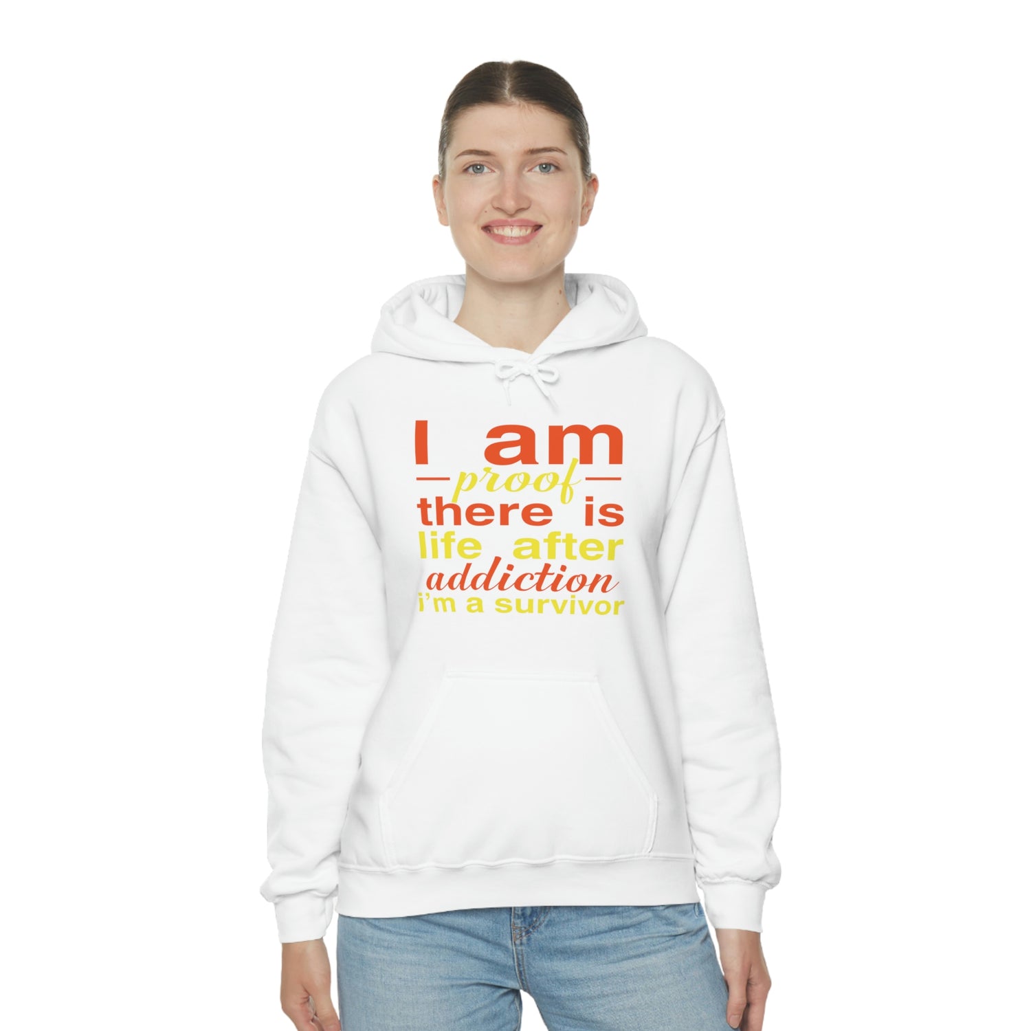 I Am Proof There Is Life After Addiction - Unisex Heavy Blend™ Hooded Sweatshirt
