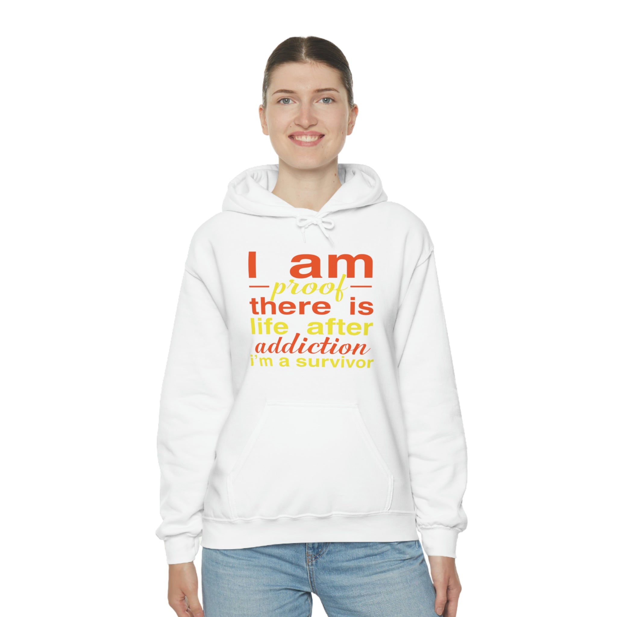 I Am Proof There Is Life After Addiction - Unisex Heavy Blend™ Hooded Sweatshirt