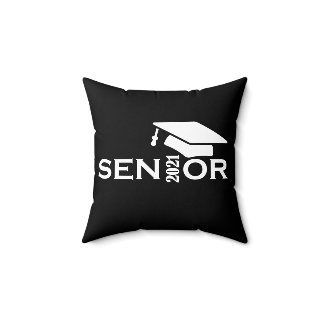 Senior Cap With Class Year Customizable - Black Pillow
