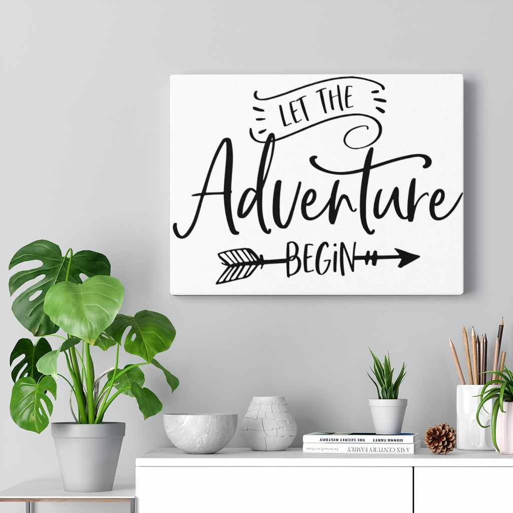 Let The Adventure Begin - White Canvas Print