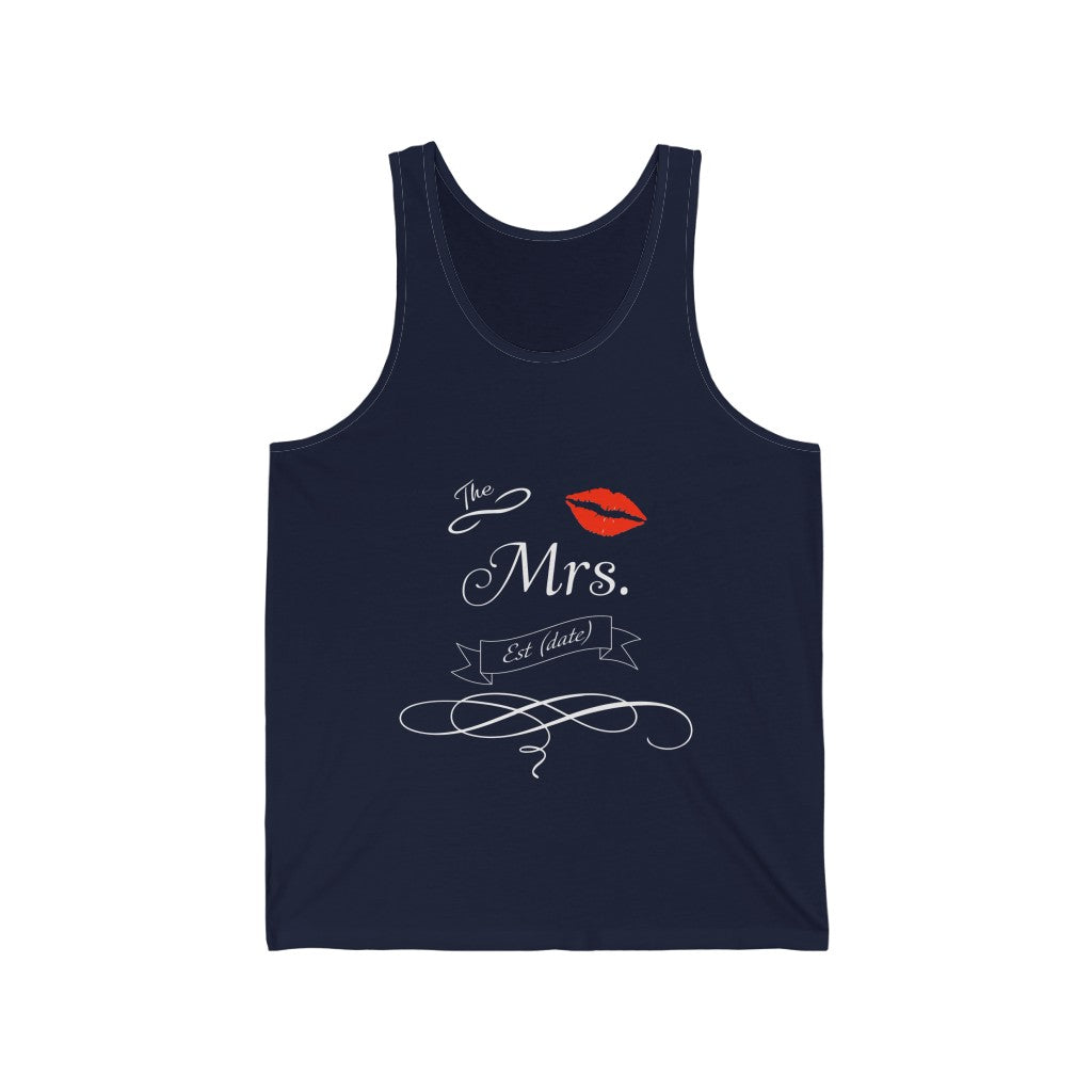 The Mrs. Established Wedding Date Customizable - Unisex Jersey Tank Top