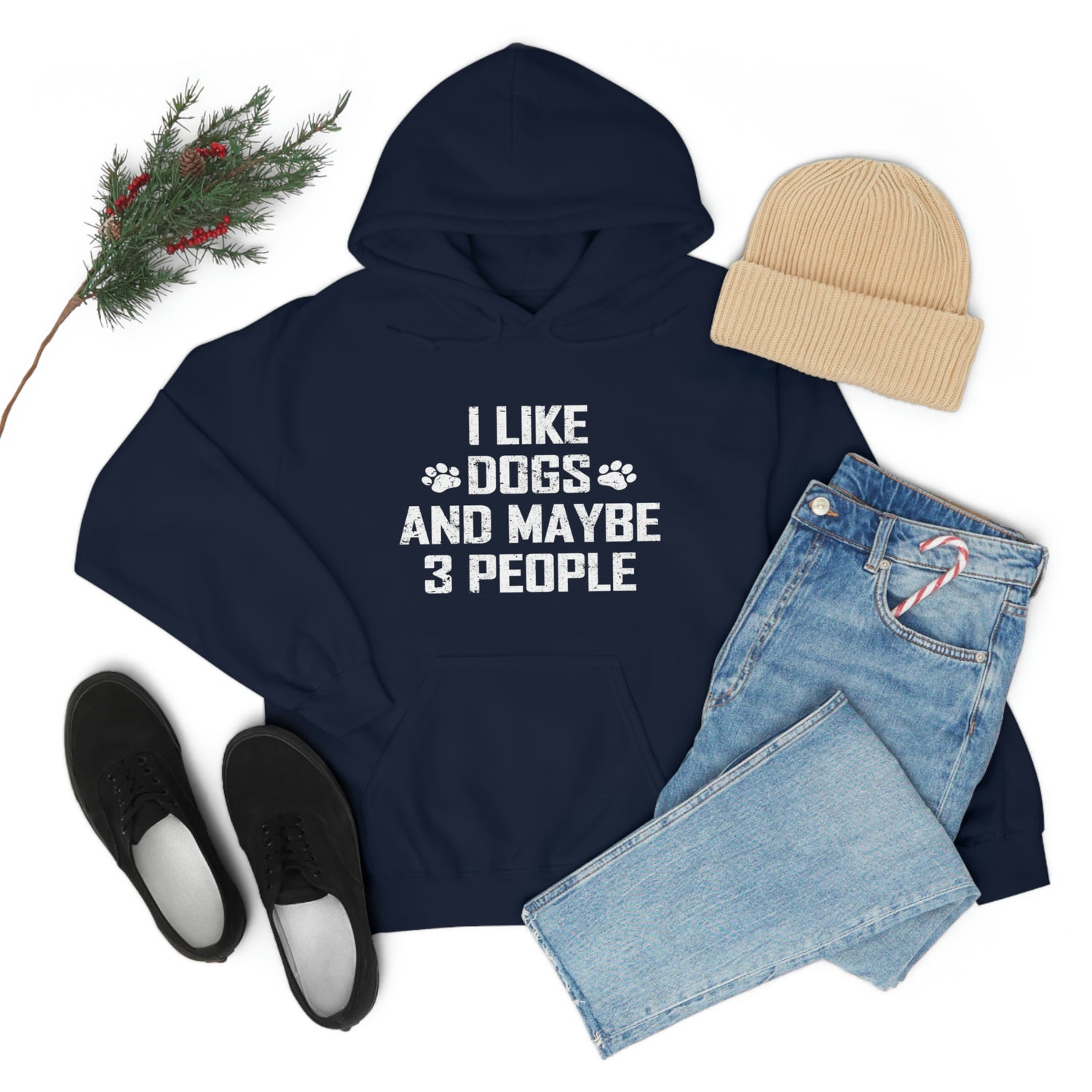 I Like Dogs & Maybe 3 People - Unisex Heavy Blend™ Hooded Sweatshirt