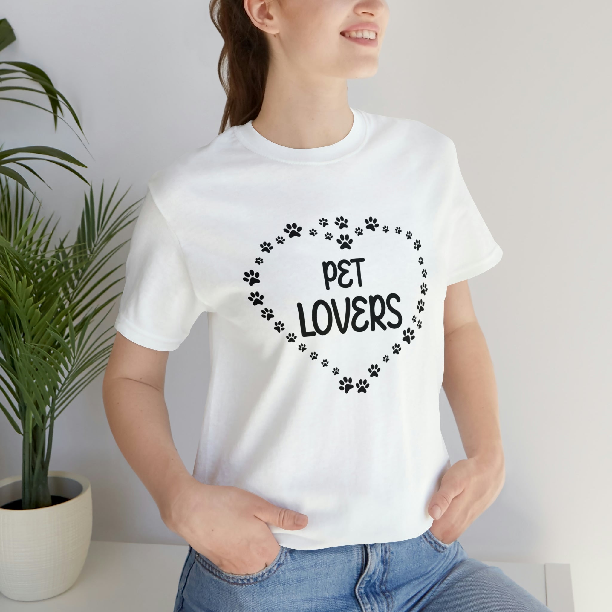 Pet Lovers With Paw Heart - Unisex Jersey Short Sleeve Tee
