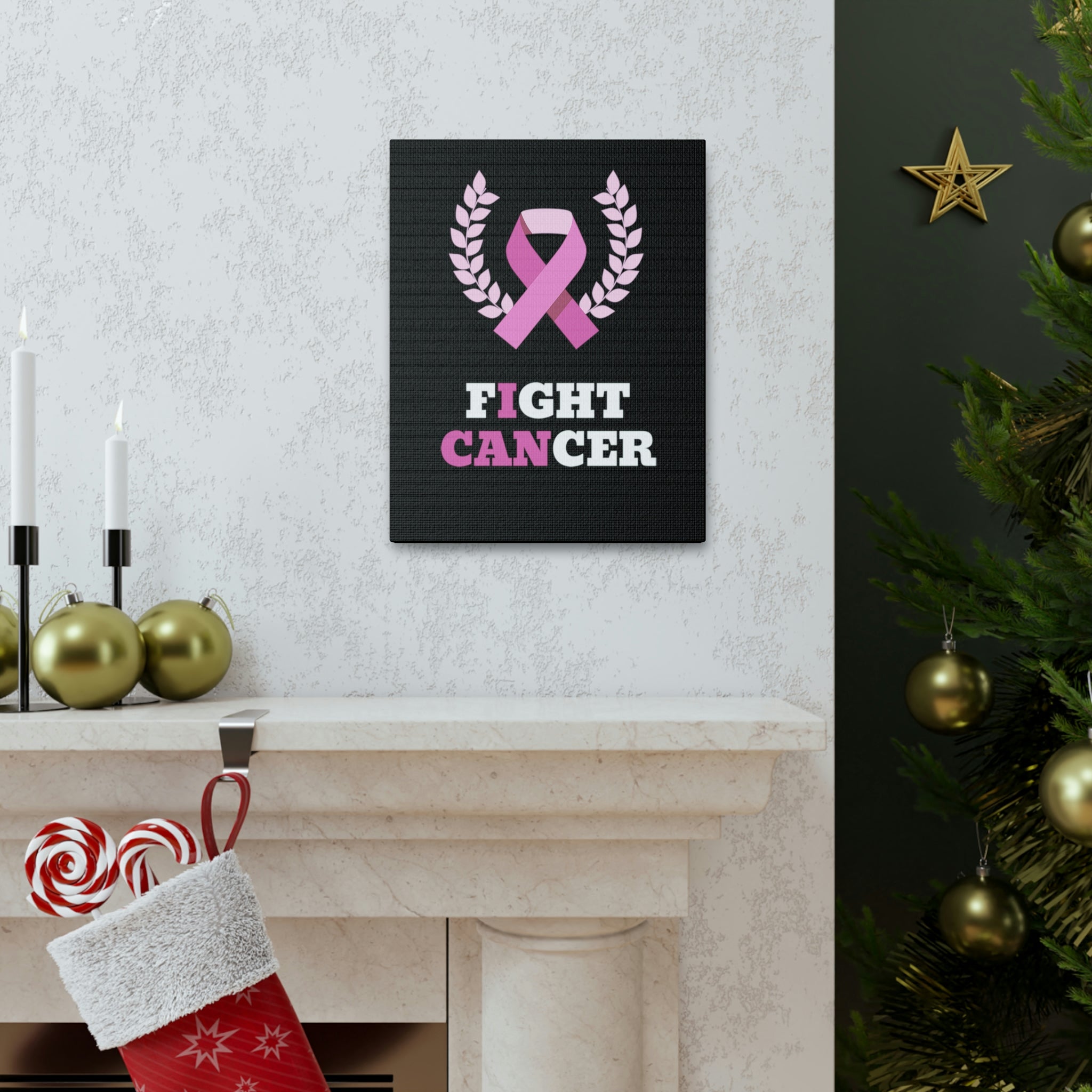 Fight Cancer I Can - Black Canvass Print