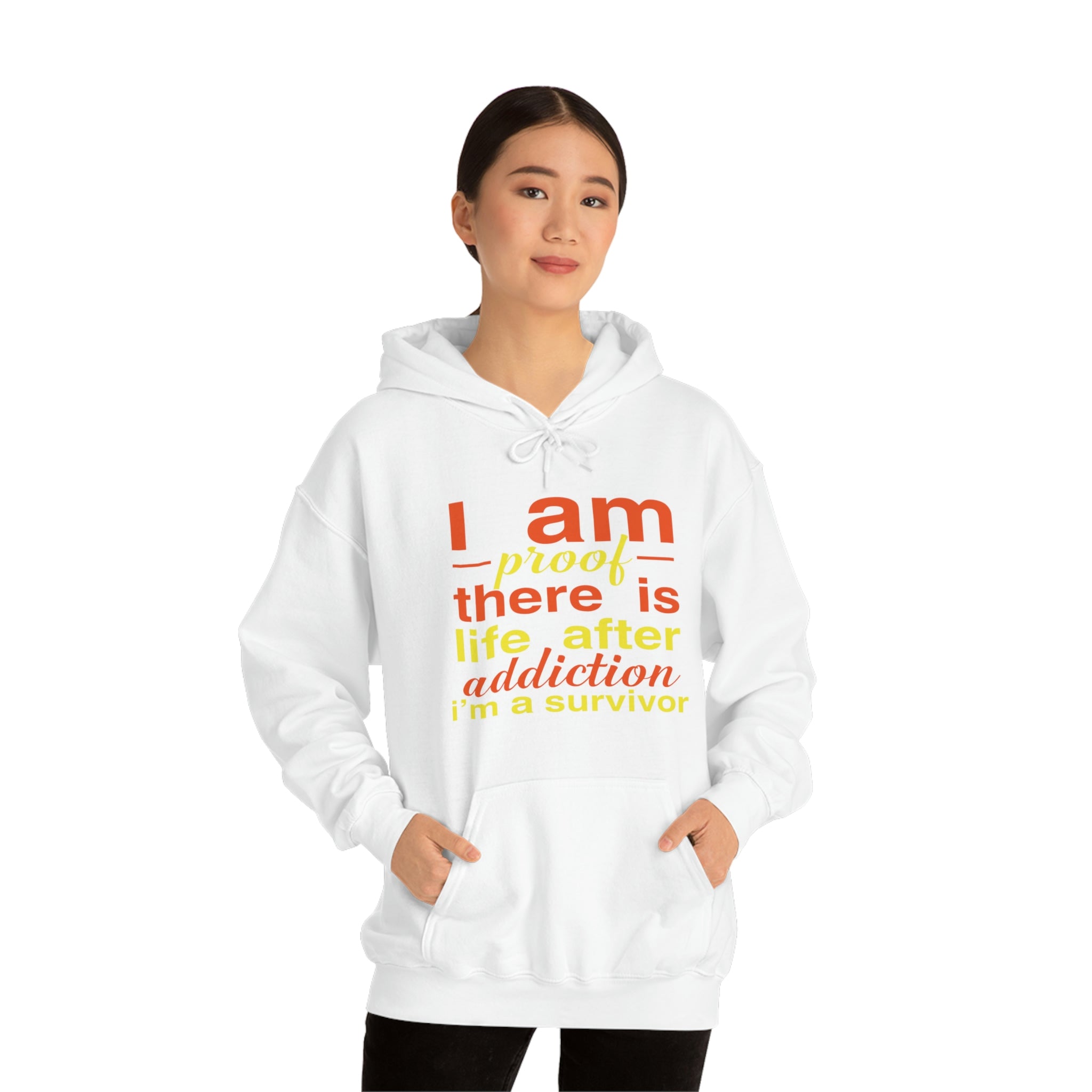 I Am Proof There Is Life After Addiction - Unisex Heavy Blend™ Hooded Sweatshirt