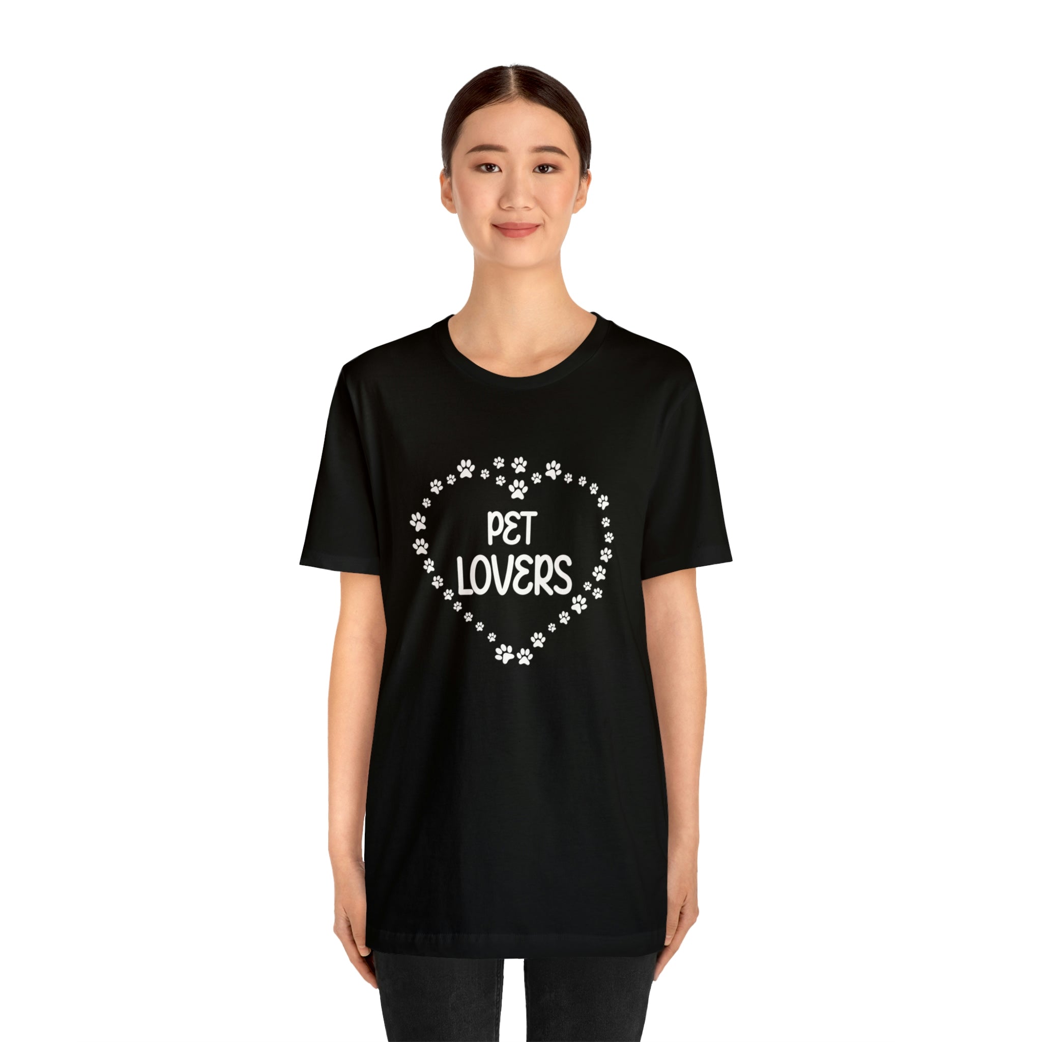 Pet Lovers With Paw Heart - Unisex Jersey Short Sleeve Tee