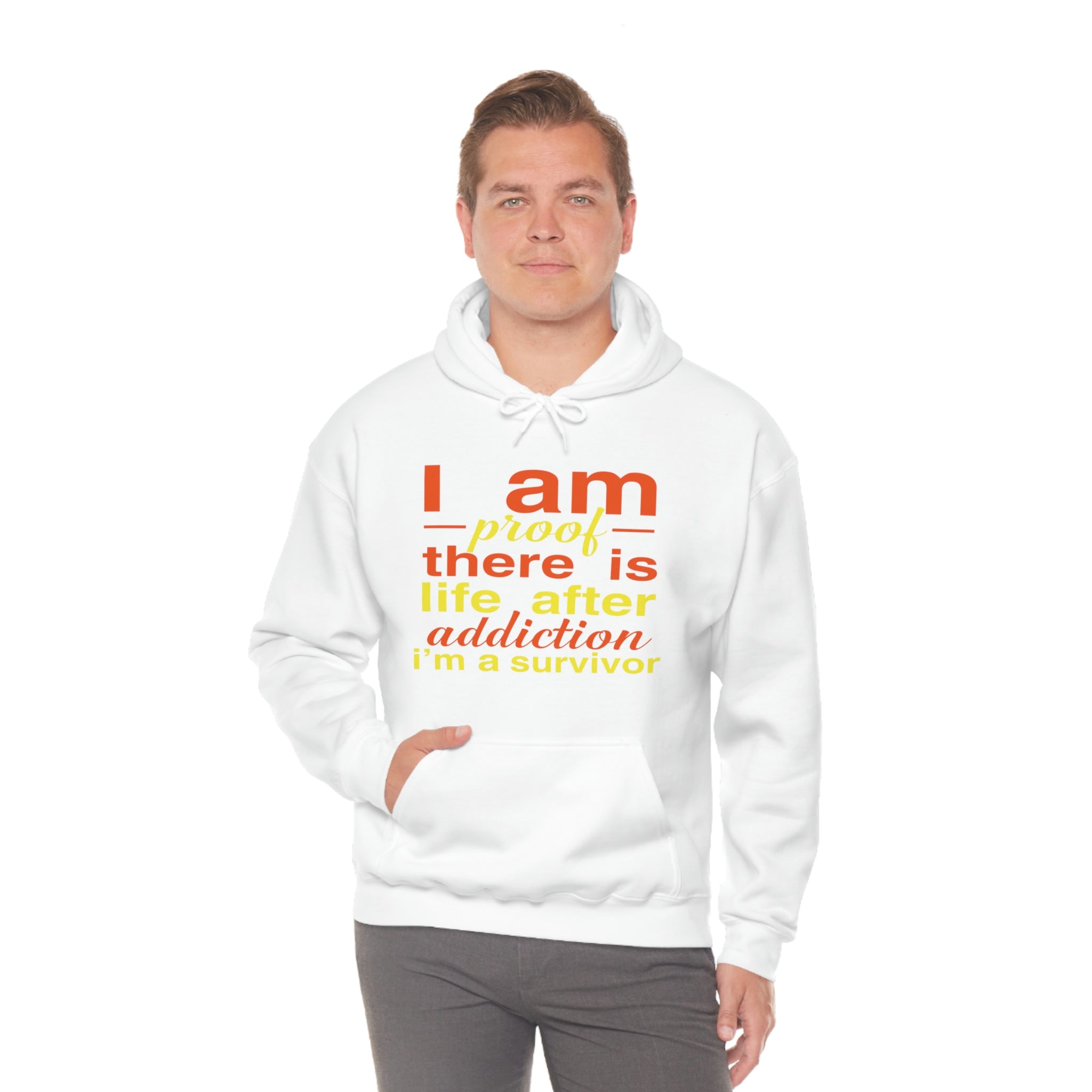 I Am Proof There Is Life After Addiction - Unisex Heavy Blend™ Hooded Sweatshirt