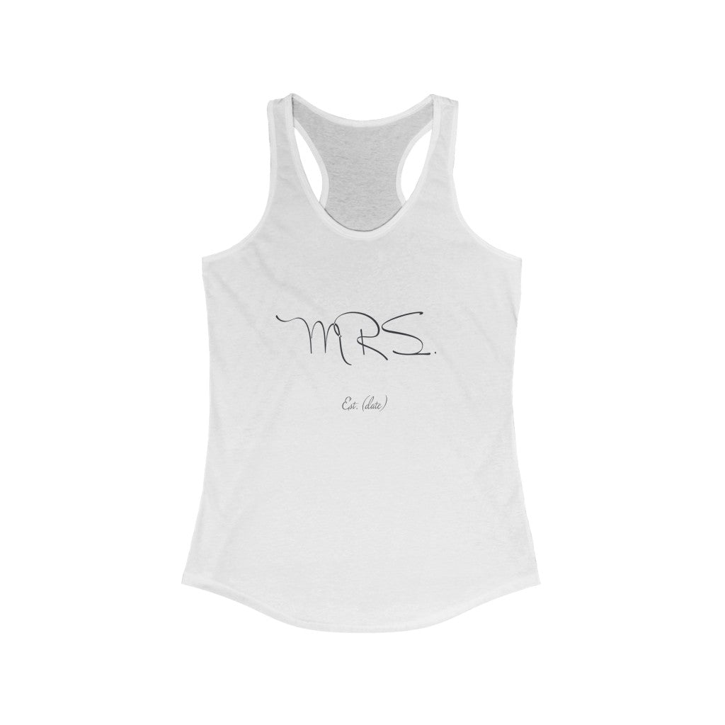 Mrs. Established Wedding Date Customizable - Racerback Tank Top