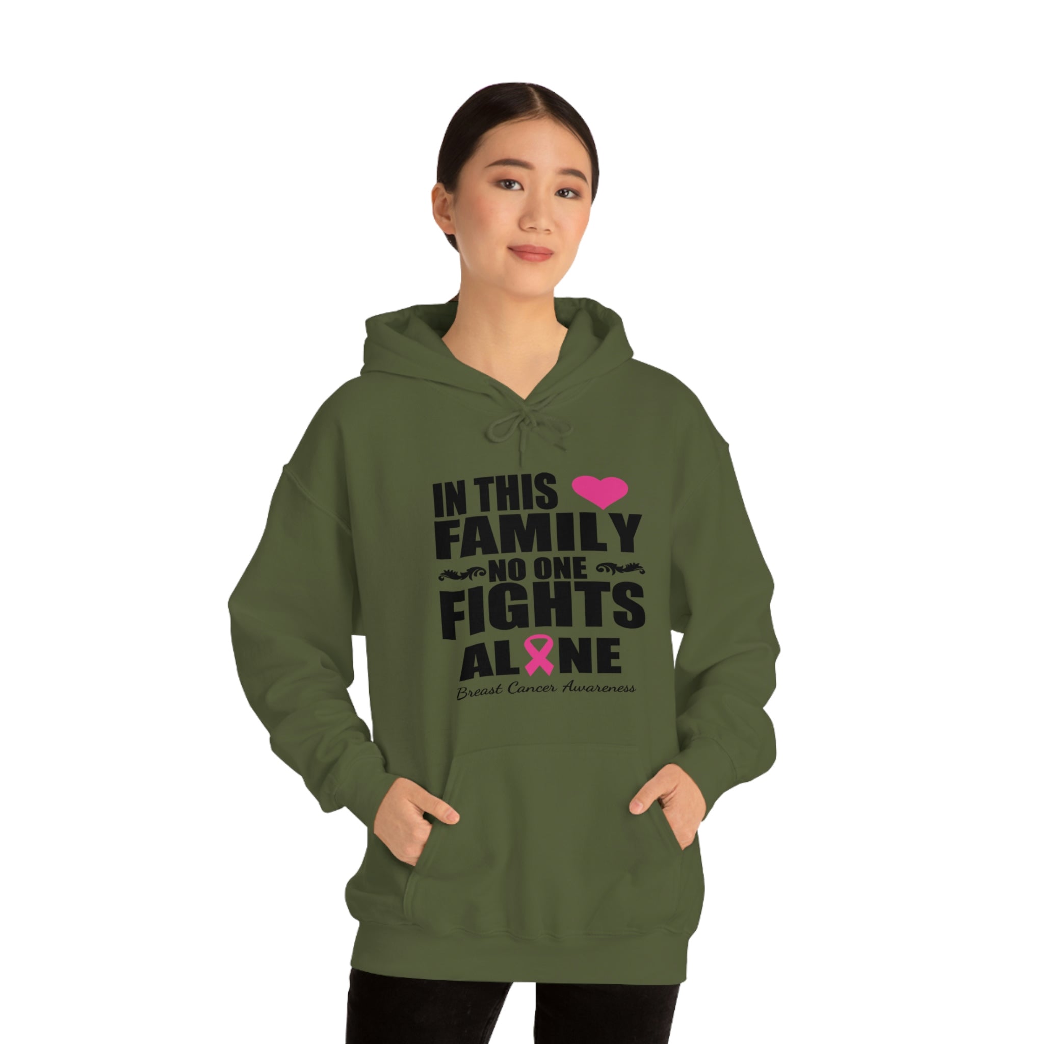 In This Family No One Fights Alone - Unisex Heavy Blend™ Hooded Sweatshirt