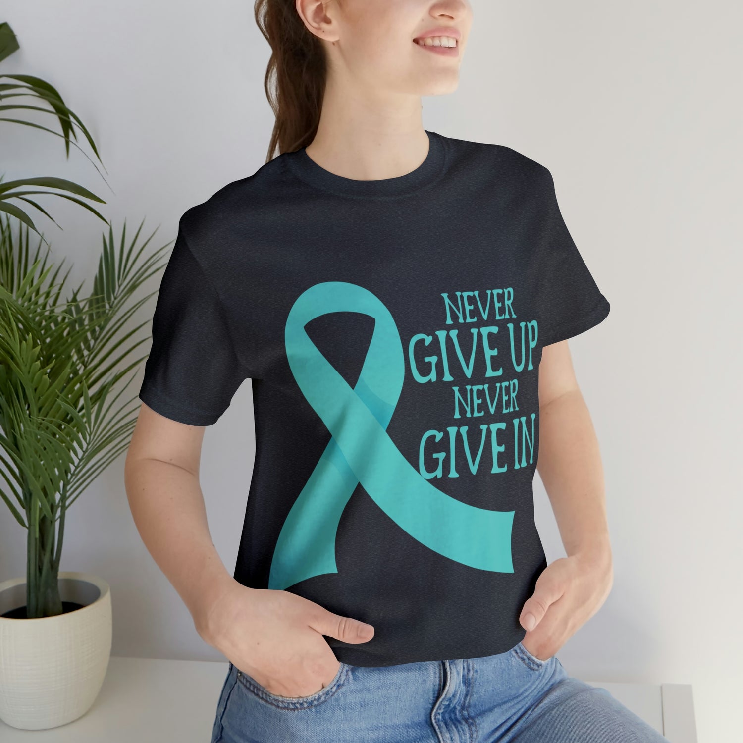 Never Give Up Never Give In - Unisex Jersey Short Sleeve Tee