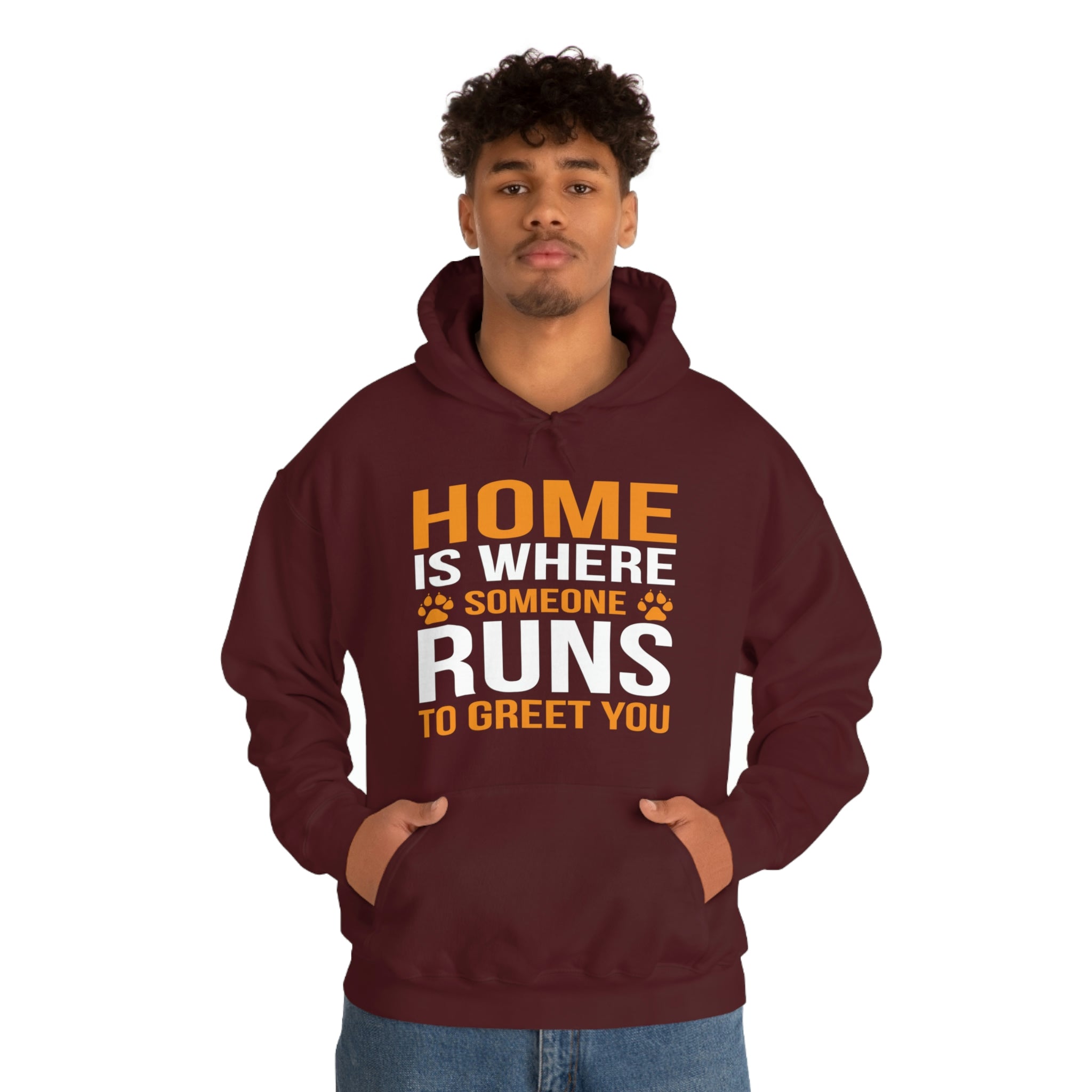Home Is Where Someone Runs To Greet You - Unisex Heavy Blend™ Hooded Sweatshirt