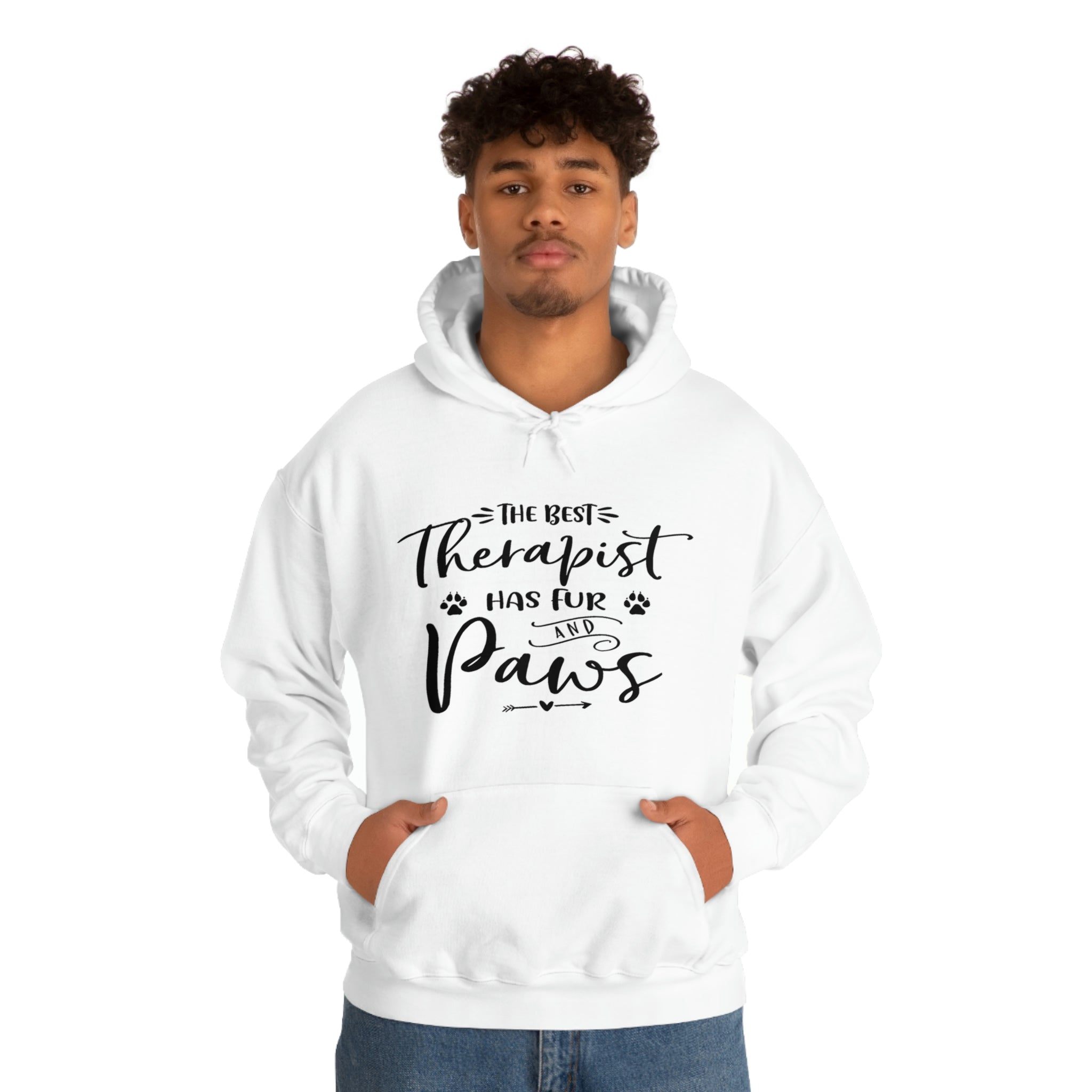 The Best Therapist Has Fur & Paws - Unisex Heavy Blend™ Hooded Sweatshirt