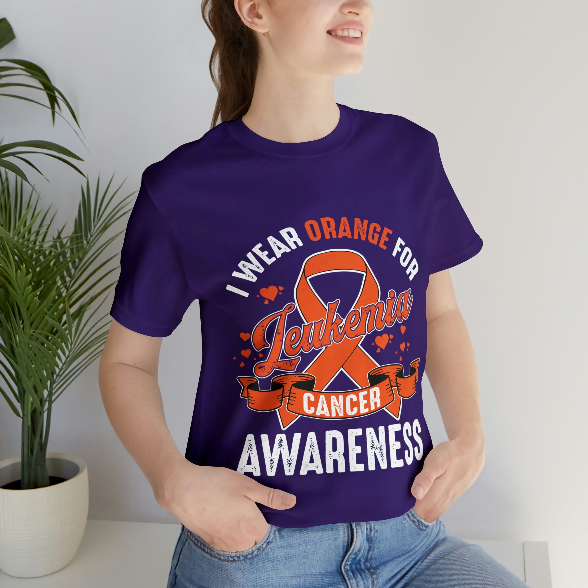 I Wear Orange For Leukemia Cancer Awareness - Unisex Jersey Short Sleeve Tee