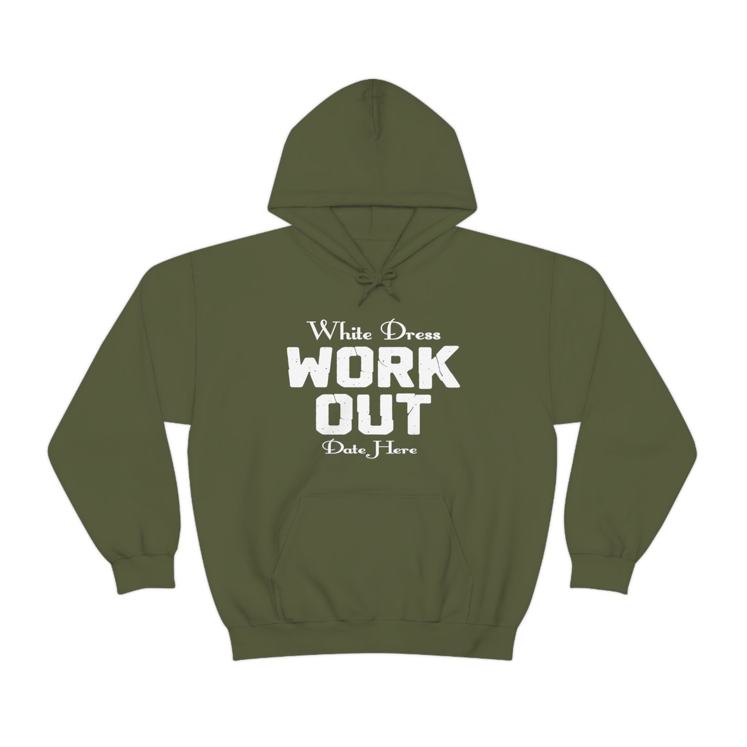 White Dress Work Out Wedding Date Customizable - Unisex Heavy Blend™ Hooded Sweatshirt