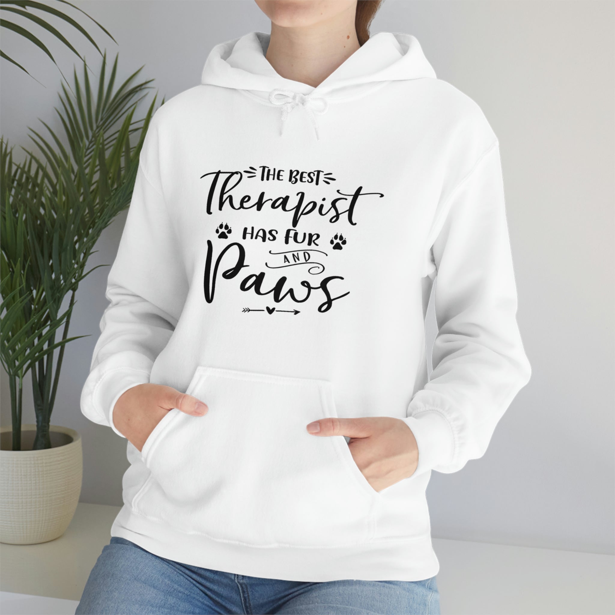 The Best Therapist Has Fur & Paws - Unisex Heavy Blend™ Hooded Sweatshirt
