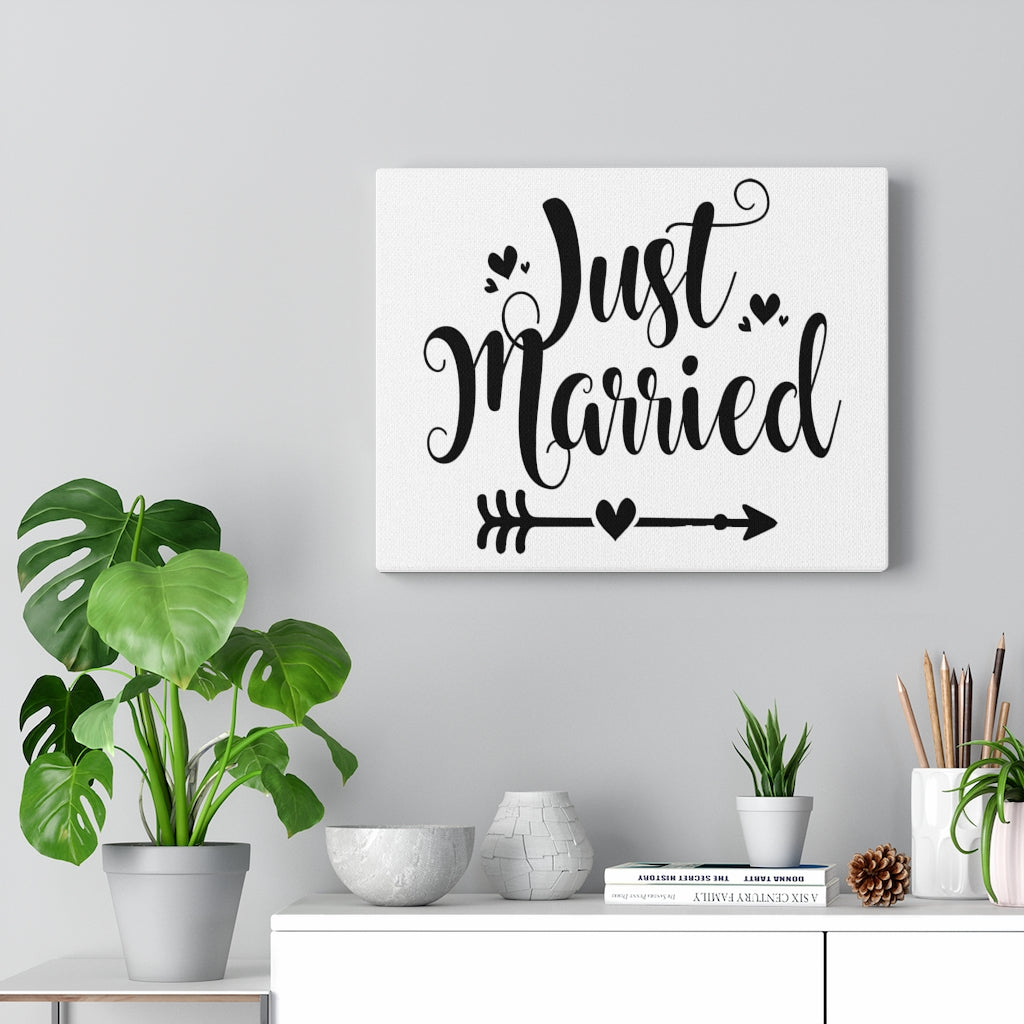 Just Married - White Canvas Print
