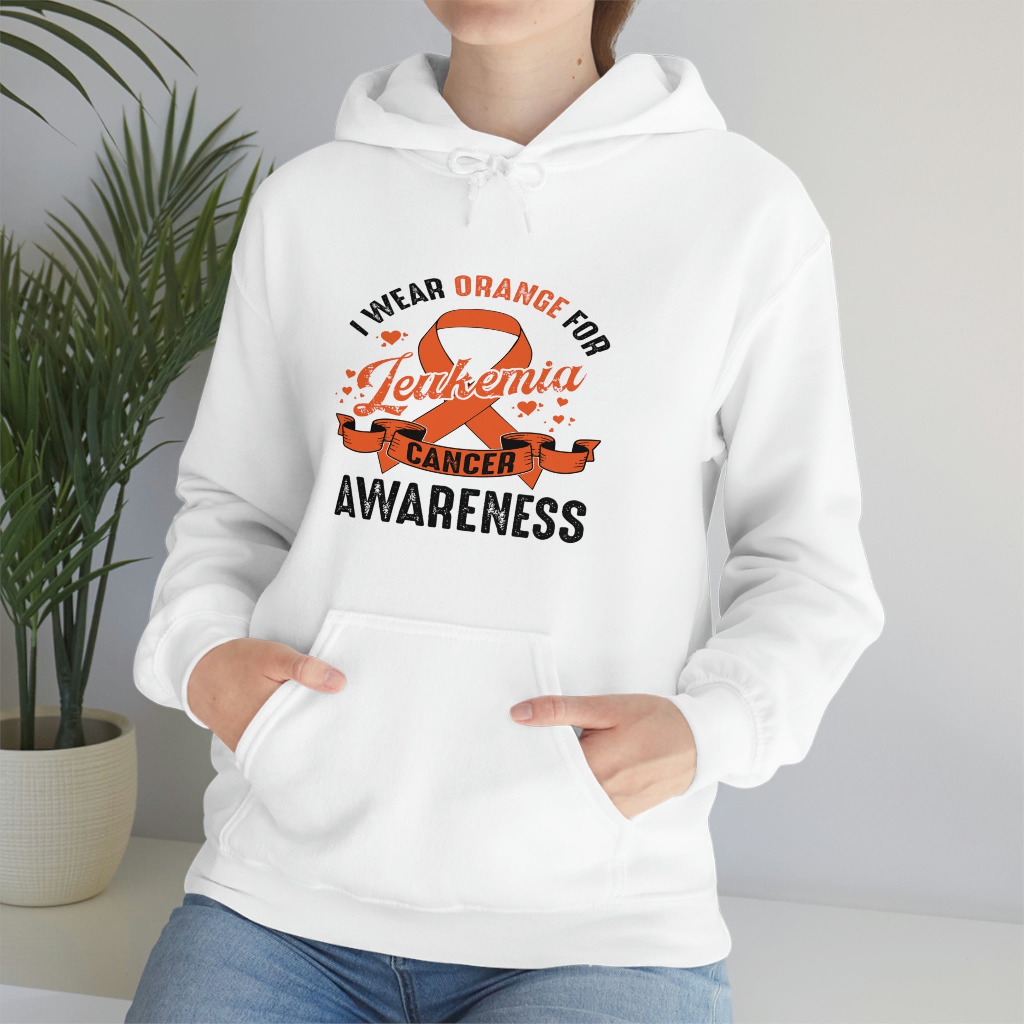 I Wear Orange For Leukemia Cancer Awareness - Unisex Heavy Blend™ Hooded Sweatshirt