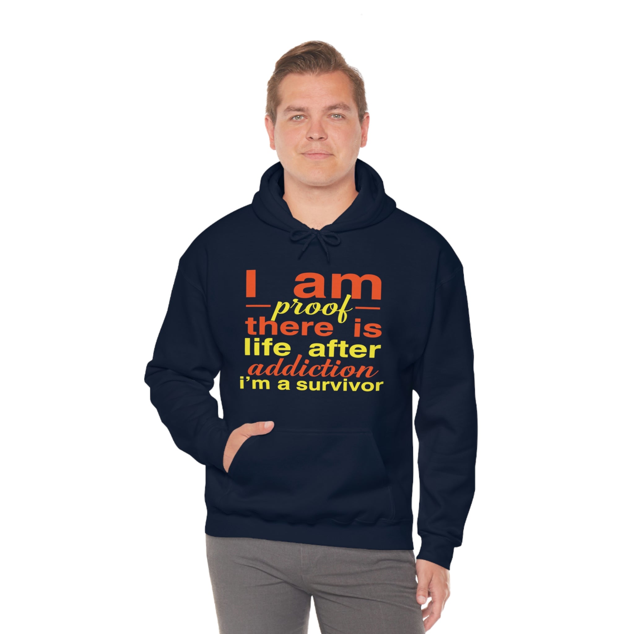 I Am Proof There Is Life After Addiction - Unisex Heavy Blend™ Hooded Sweatshirt