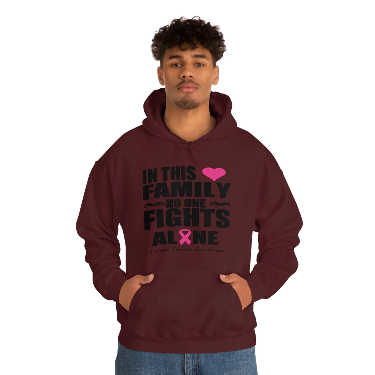 In This Family No One Fights Alone - Unisex Heavy Blend™ Hooded Sweatshirt