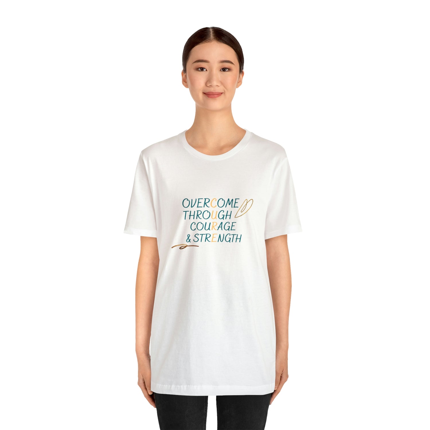 Overcome Through Courage and Strength - Unisex Jersey Short Sleeve Tee