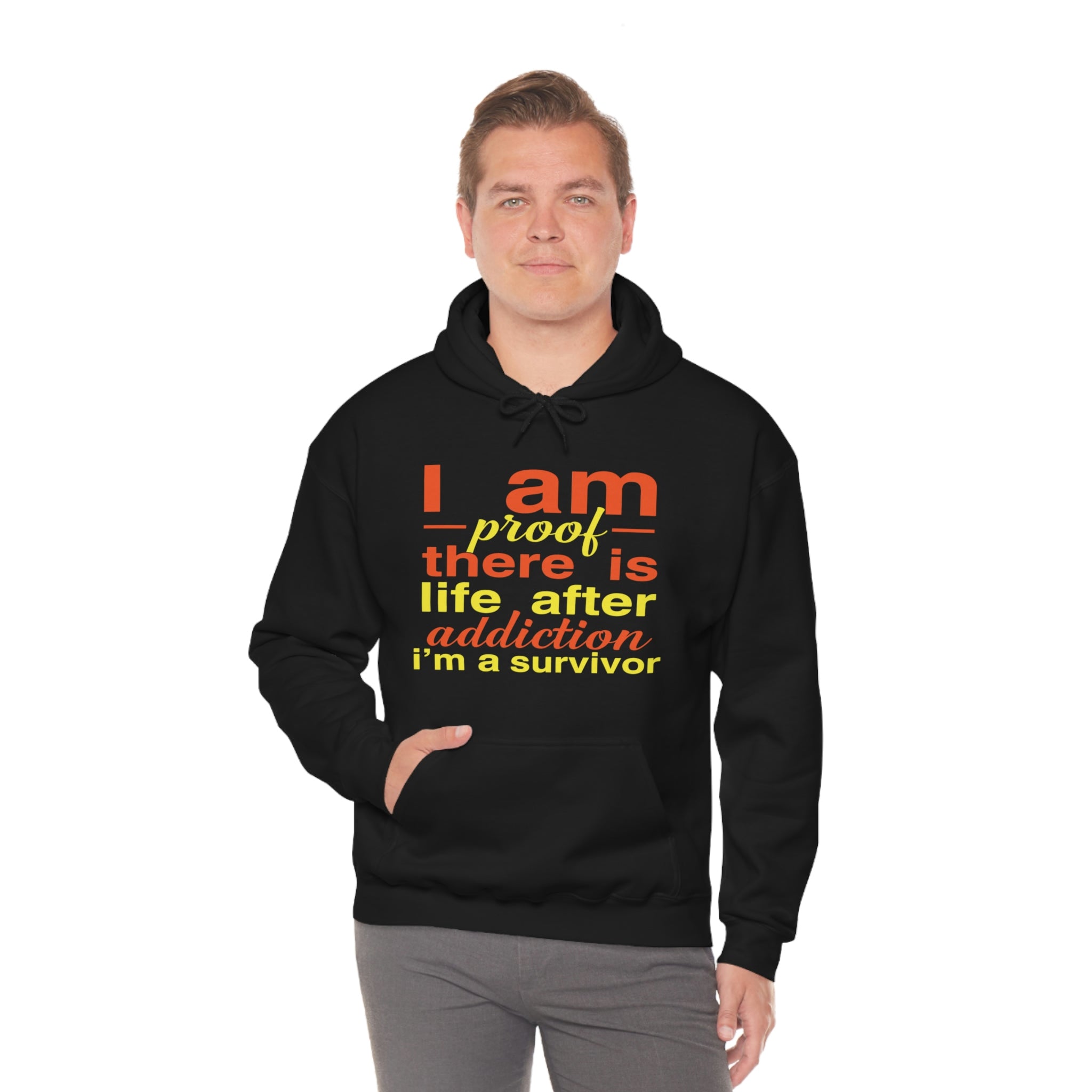 I Am Proof There Is Life After Addiction - Unisex Heavy Blend™ Hooded Sweatshirt