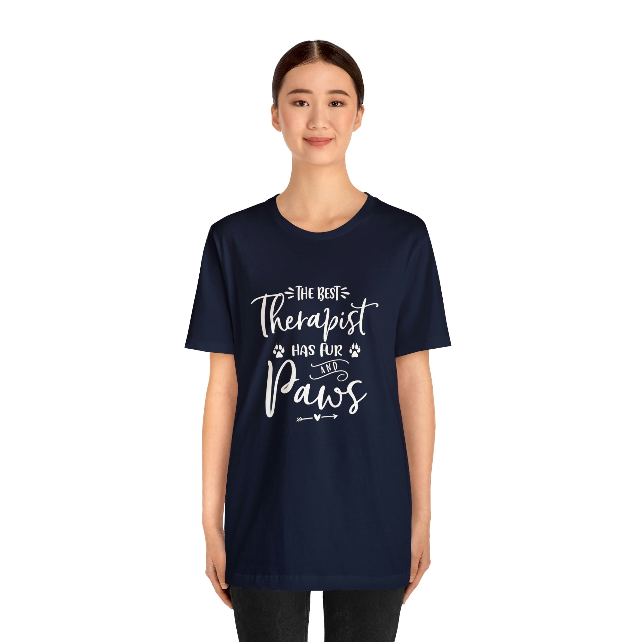 The Best Therapist Has Fur & Paws - Unisex Jersey Short Sleeve Tee