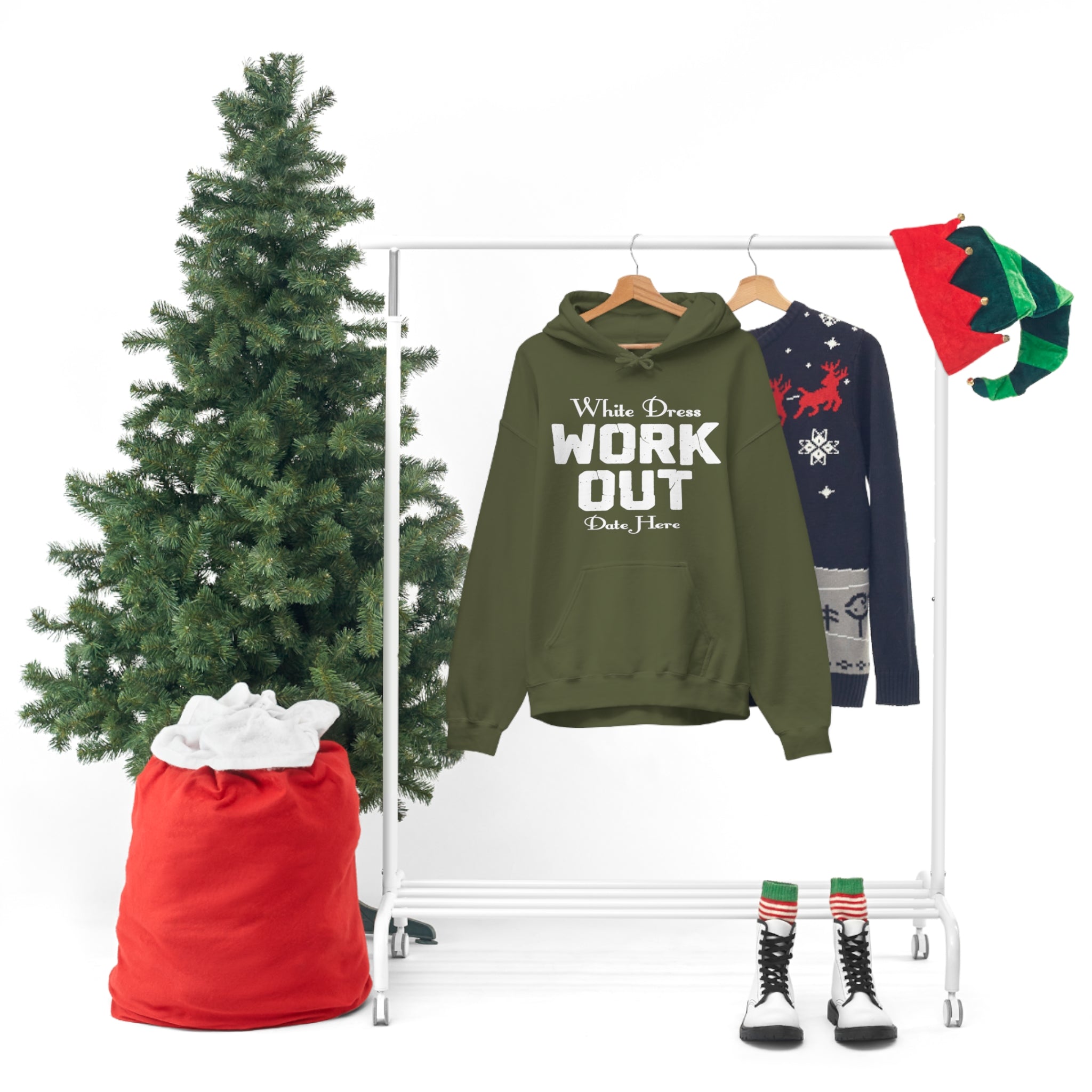 White Dress Work Out Wedding Date Customizable - Unisex Heavy Blend™ Hooded Sweatshirt