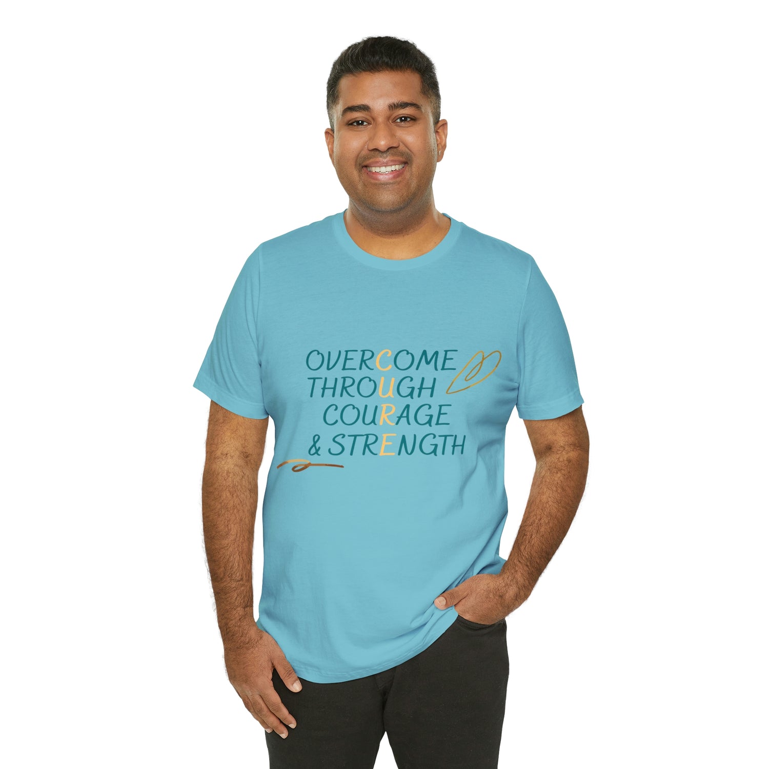 Overcome Through Courage and Strength - Unisex Jersey Short Sleeve Tee