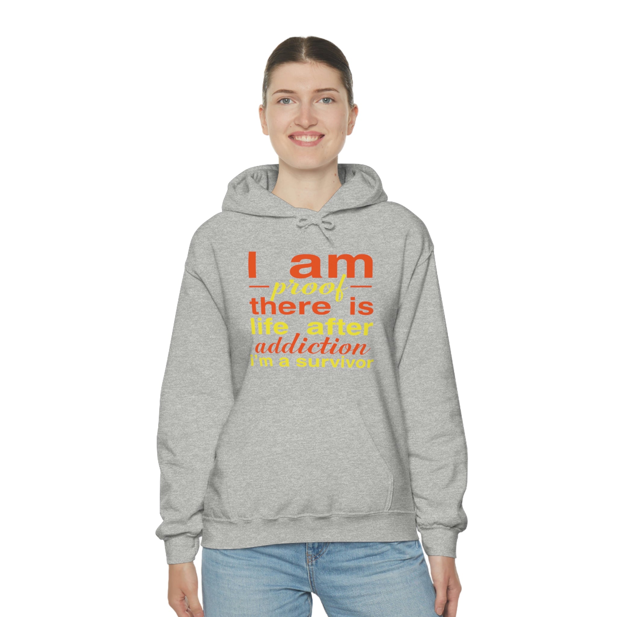 I Am Proof There Is Life After Addiction - Unisex Heavy Blend™ Hooded Sweatshirt