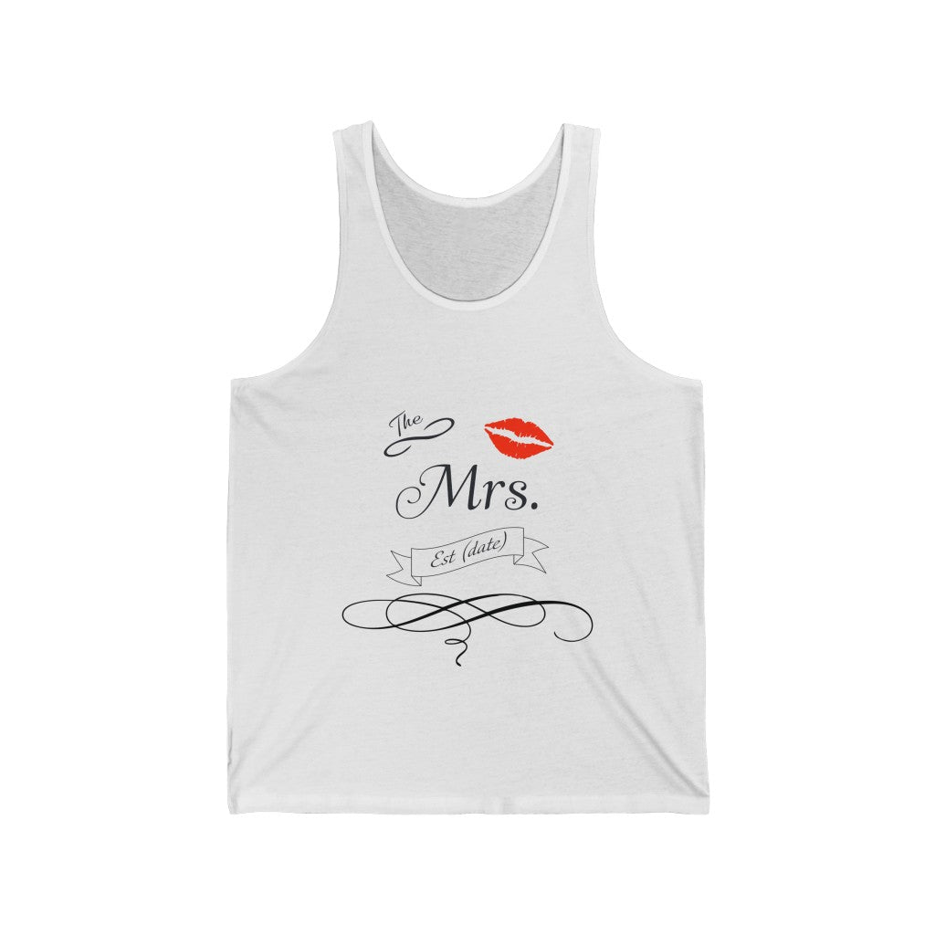 The Mrs. Established Wedding Date Customizable - Unisex Jersey Tank Top