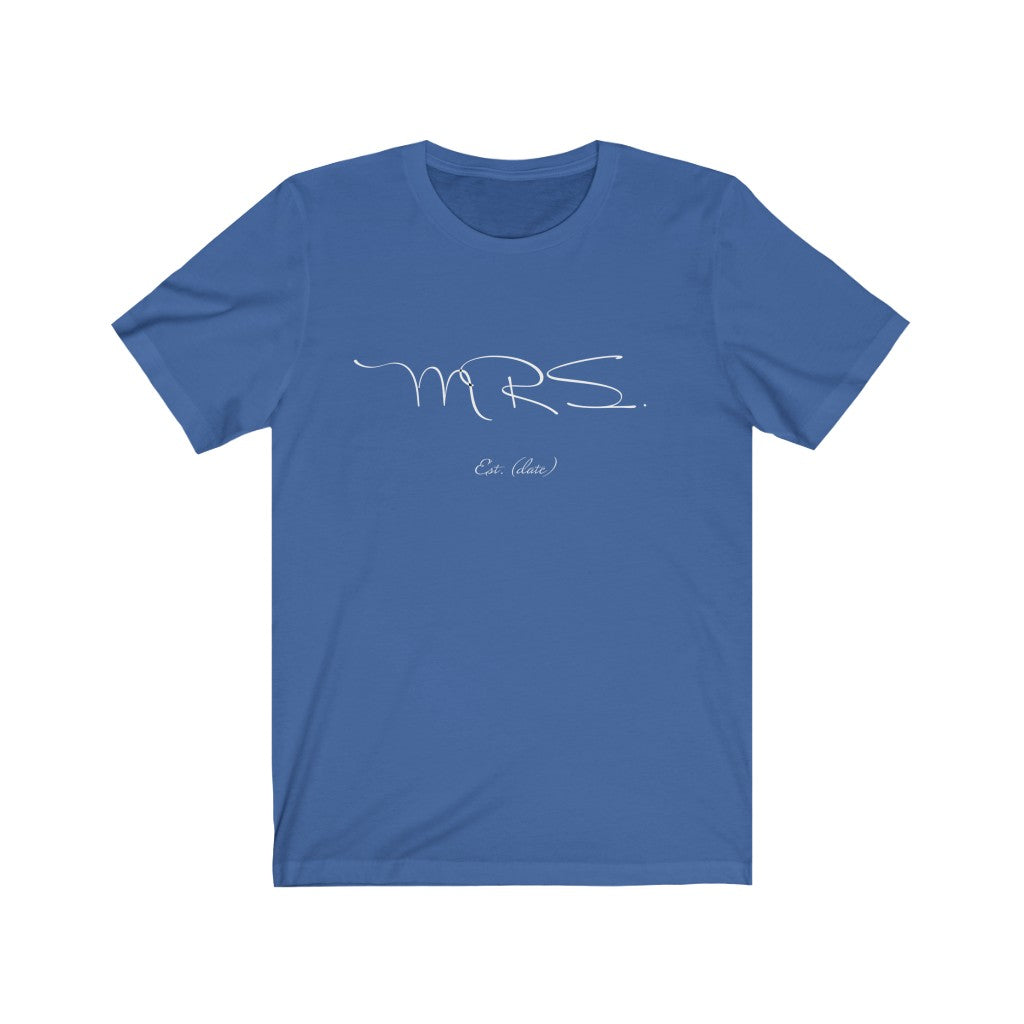 Mrs. Established Wedding Date Customizable - Unisex Jersey Short Sleeve Tee