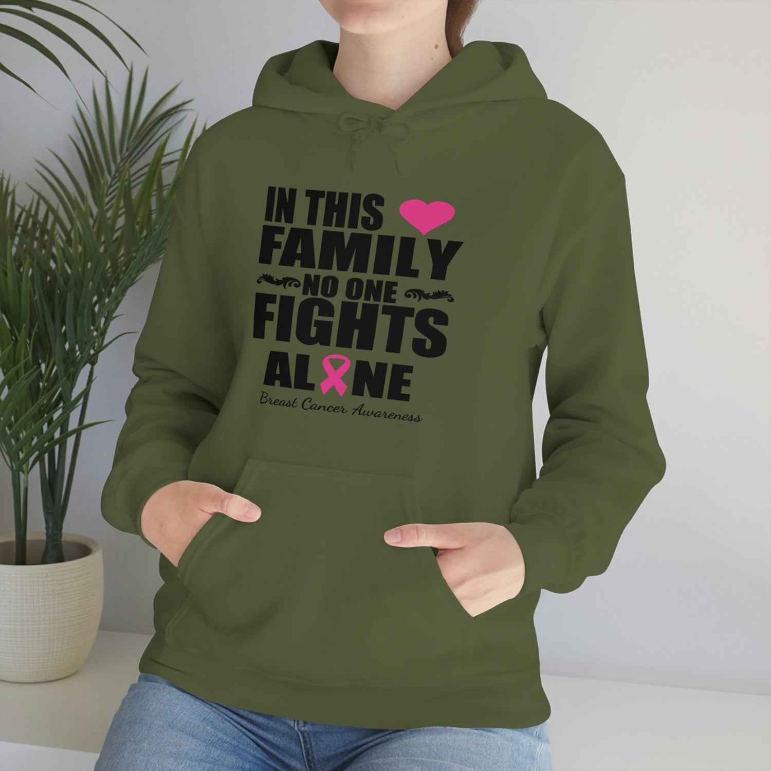 In This Family No One Fights Alone - Unisex Heavy Blend™ Hooded Sweatshirt