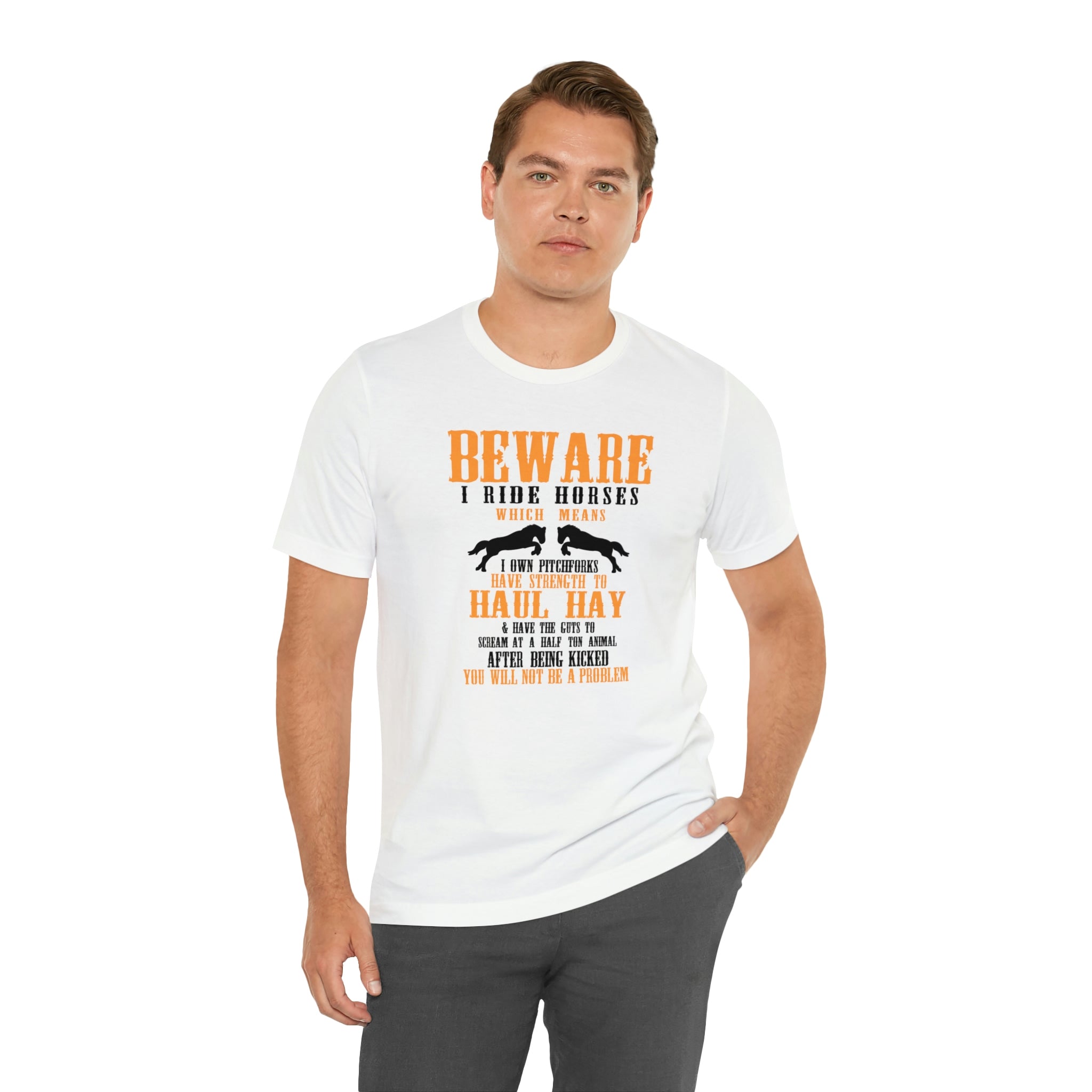 Beware I Ride Horses - Unisex Jersey Short Sleeve Tee