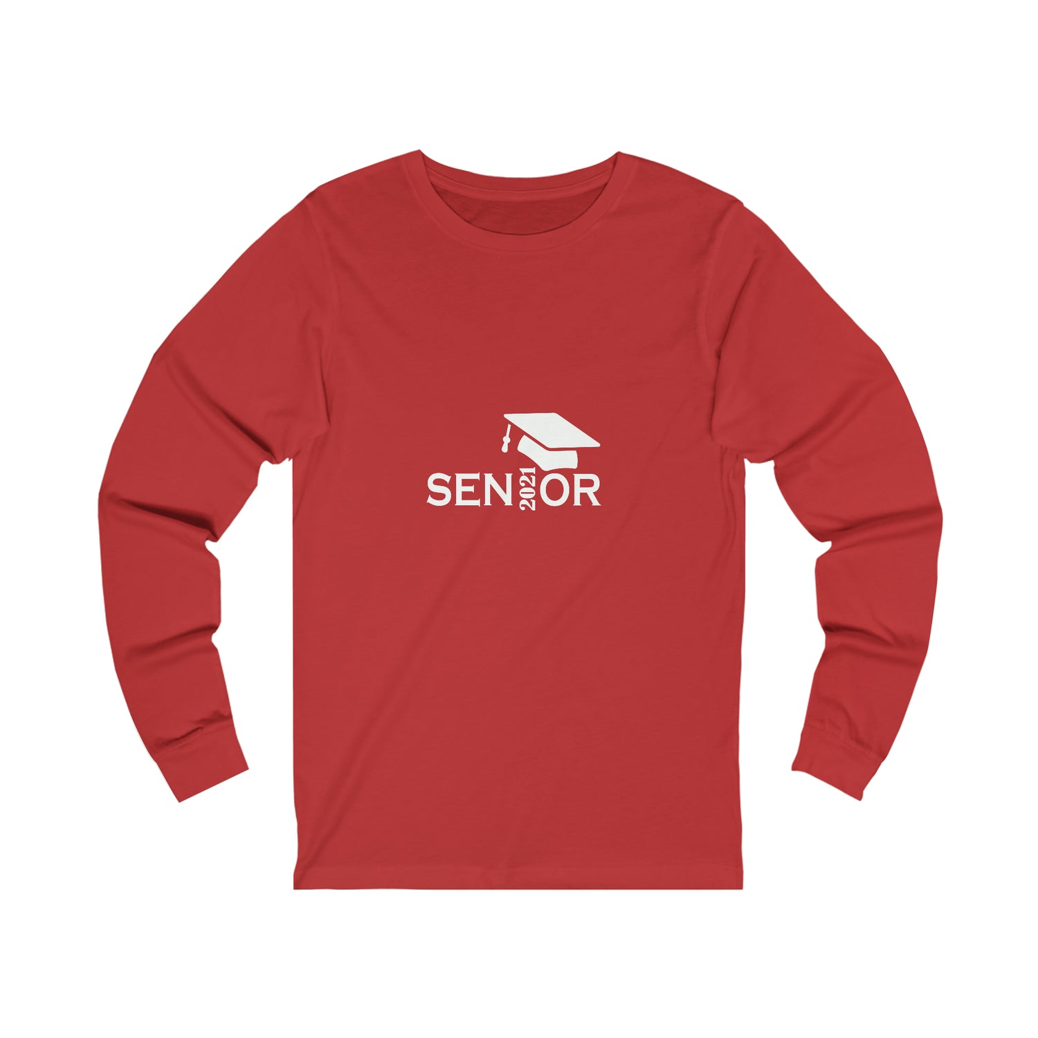 Senior Cap With Class Year Customizable - Unisex Jersey Long Sleeve Tee