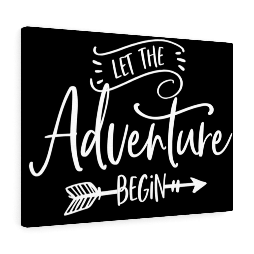Let The Adventure Begin - Black Canvas Print