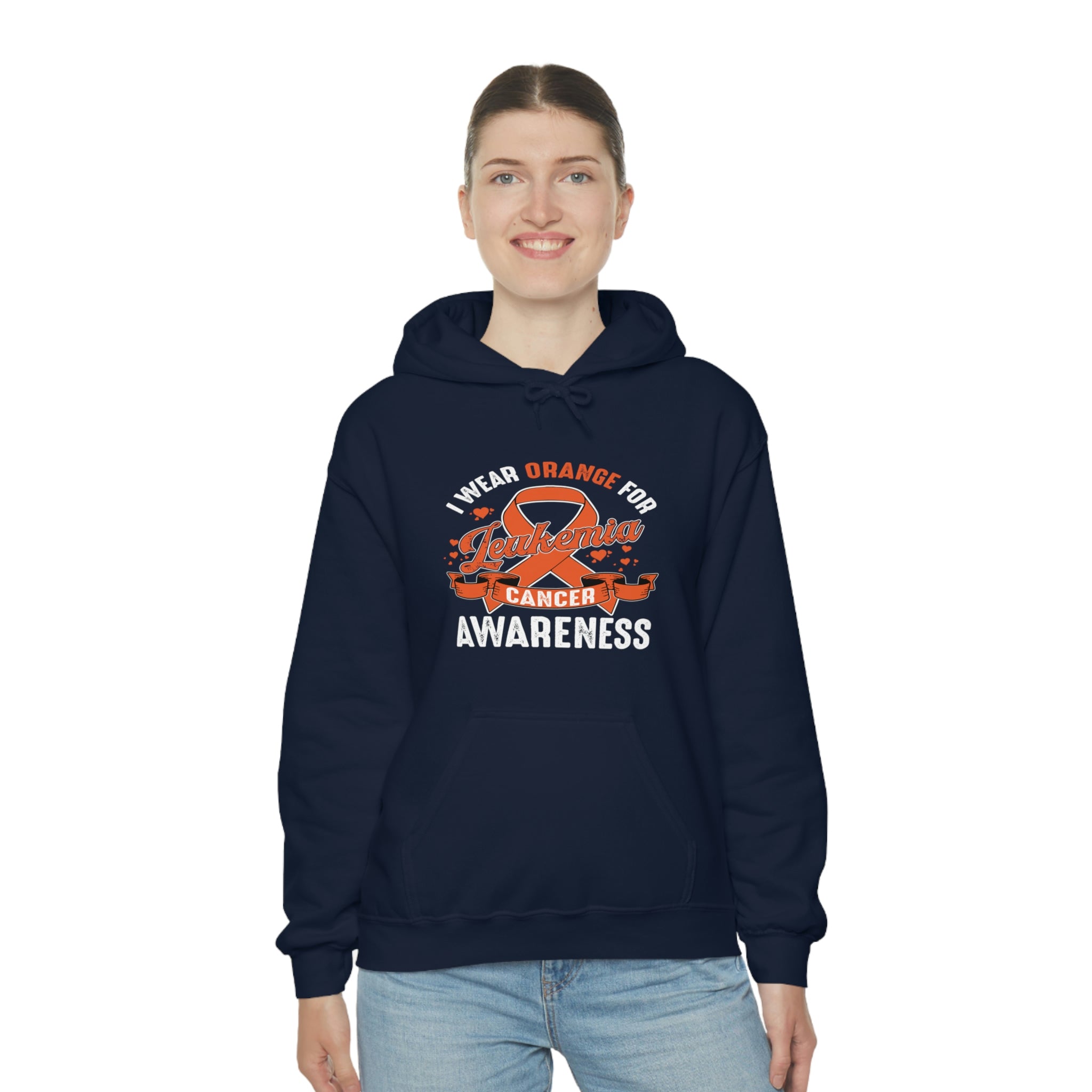 I Wear Orange For Leukemia Cancer Awareness - Unisex Heavy Blend™ Hooded Sweatshirt