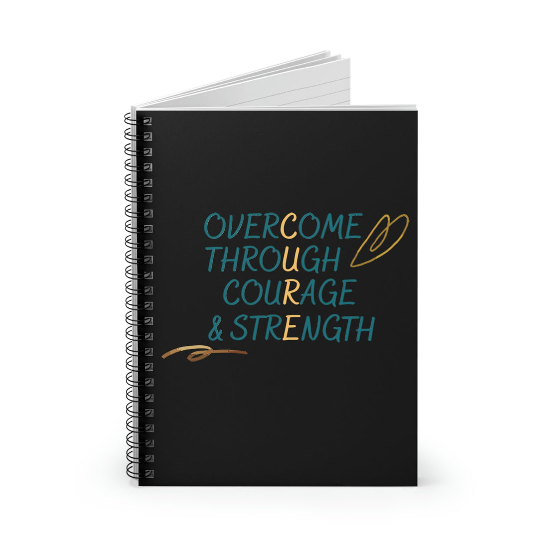 Overcome Through Courage and Strength - Spiral Notebook - Ruled Line